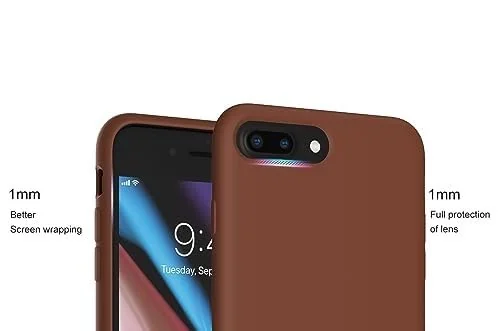 DL3 Mobilak Compatible with iPhone 6 Plus / 6S Plus Case, Liquid Silicone Case, Full Body Protective Cover, Shockproof, Slim Phone Case, Anti-Scratch Soft Microfiber Lining - Brown
