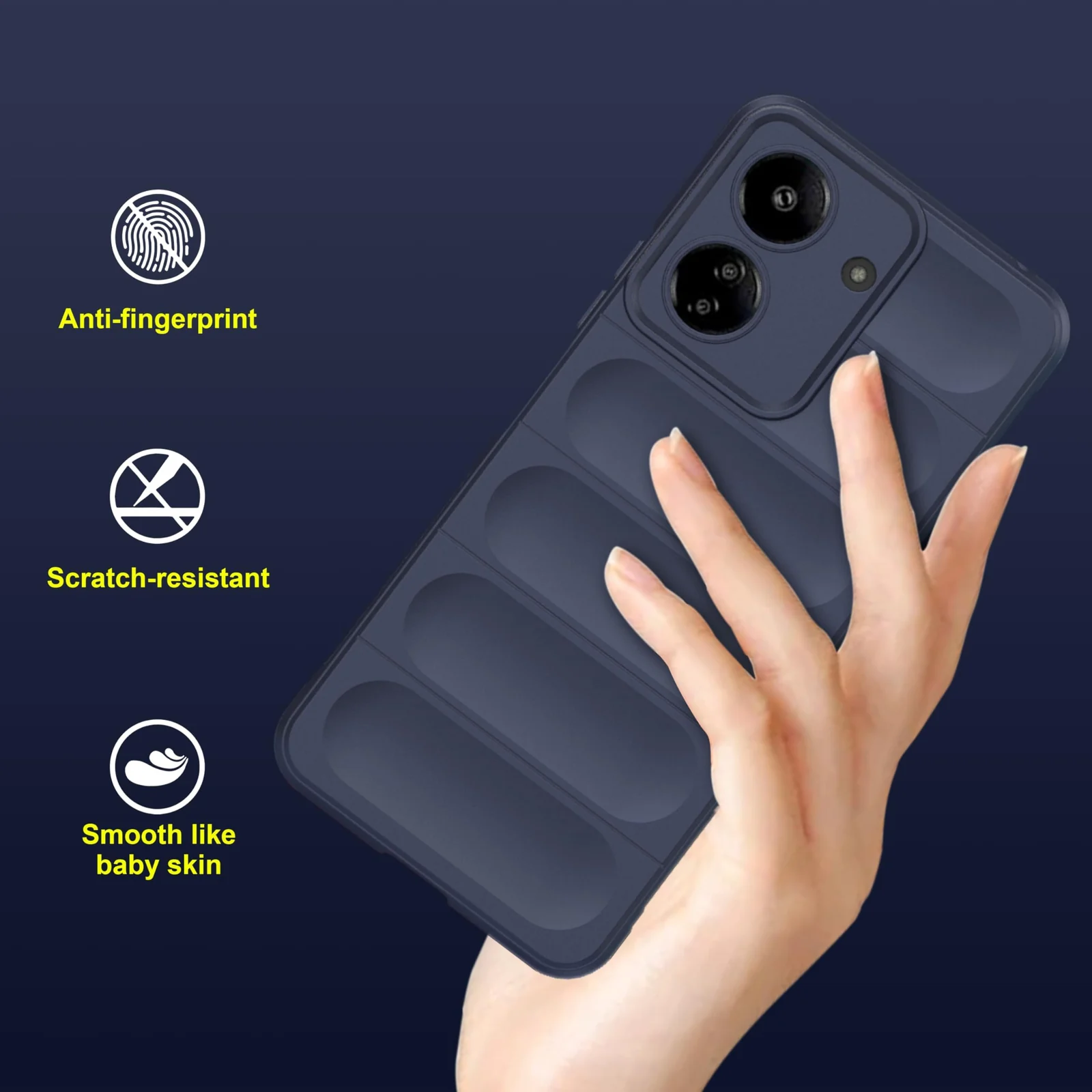 DL3 Mobilak Flexible Silicone and TPU Protective Case with Camera Protection for Xiaomi Redmi 13C 4G - Blue