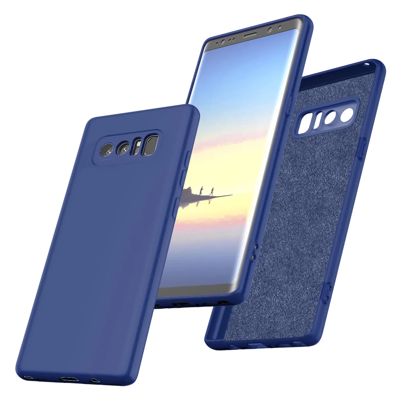 DL3 Mobilak Liquid Silicone Protective Case with Soft Microfiber Lining with Full Camera Protection for Samsung Galaxy Note 8 - Blue 1