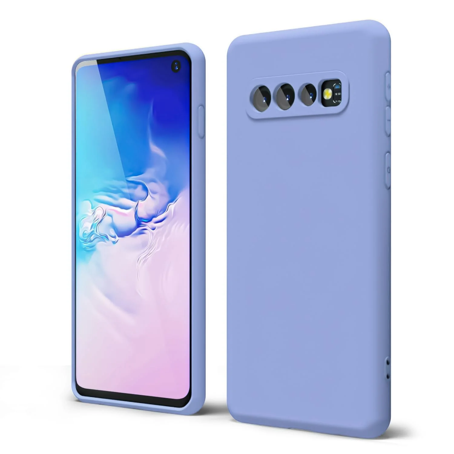 DL3 Mobilak Liquid Silicone Protective Case with Soft Microfiber Lining with Full Camera Protection for Samsung Galaxy S10+ Plus - Baby Blue