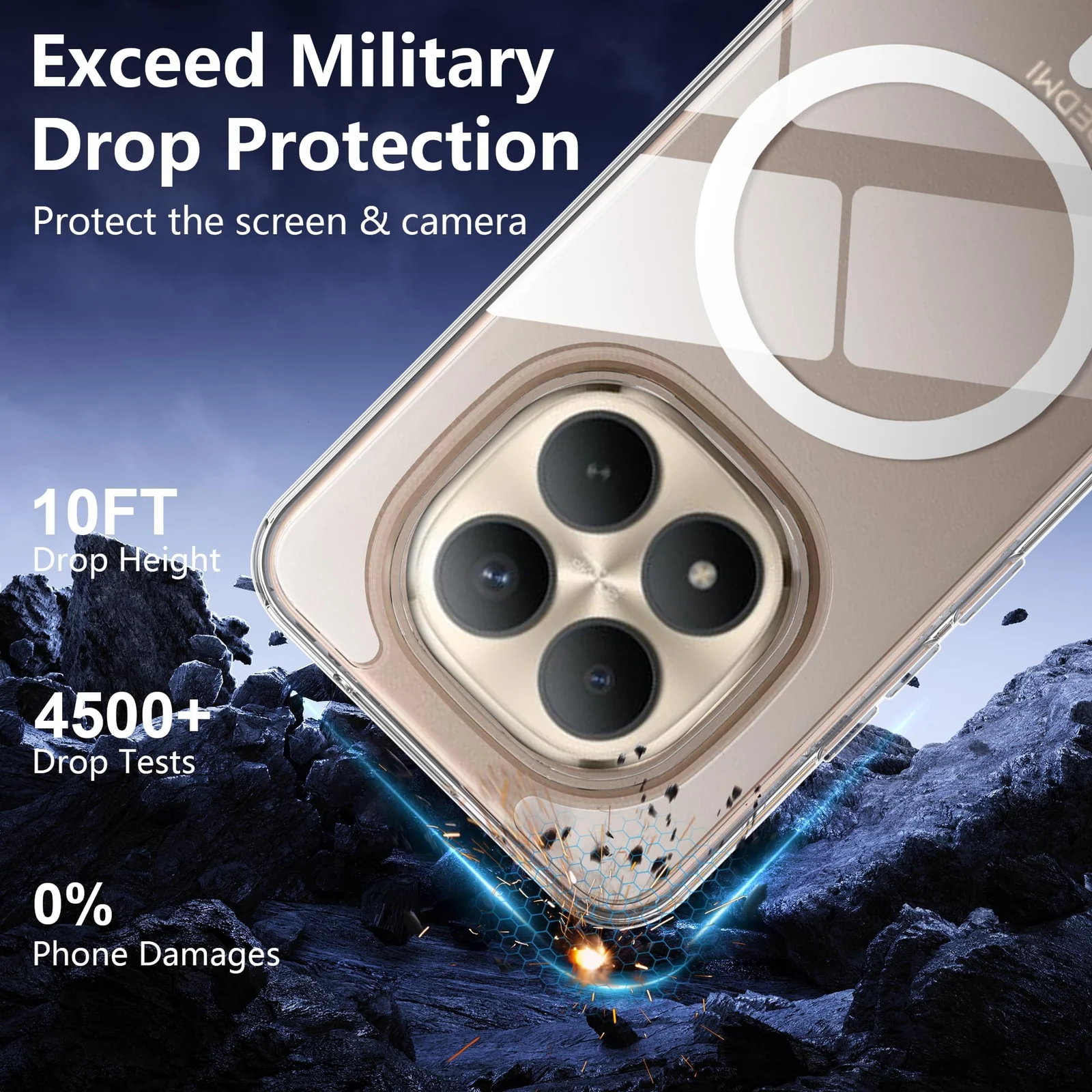 MOBIGON Slim Magnetic MagSafe-Compatible Phone Case for Xiaomi Redmi Note 15 Pro Plus 5G, Clear