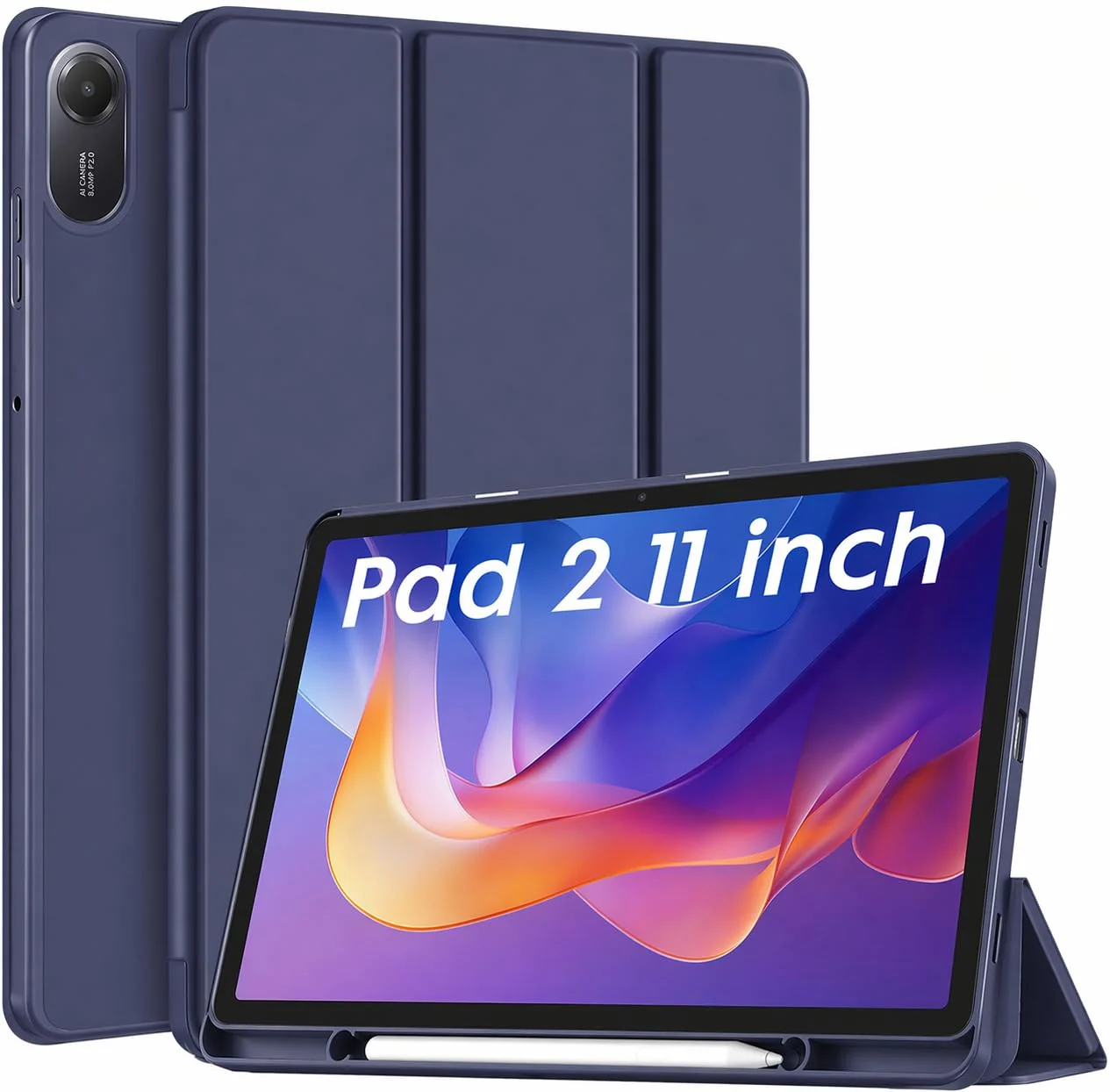 DL3 Mobilak Xiaomi Redmi Pad 2 2025 11 inch Case with Pen Holder, Soft TPU Back Trifold Stand Protective Smart Cover Flip, Auto Wake & Sleep