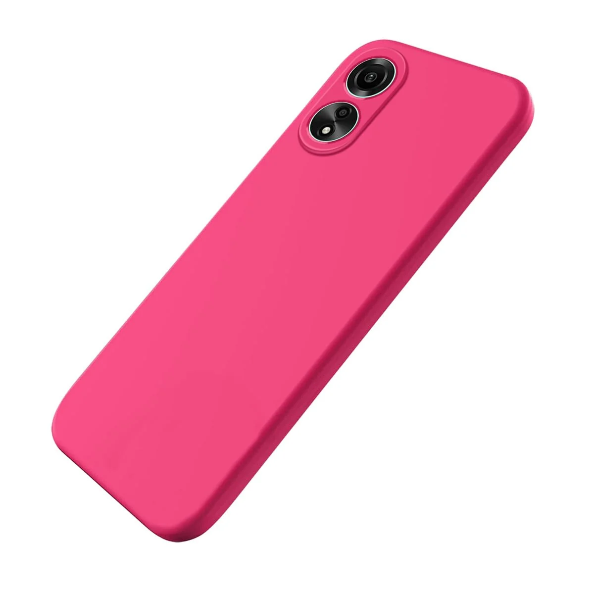DL3 Mobilak Soft Silicone Protective Case for OPPO A18 with Microfiber Lining and Shockproof Design - Hot Pink