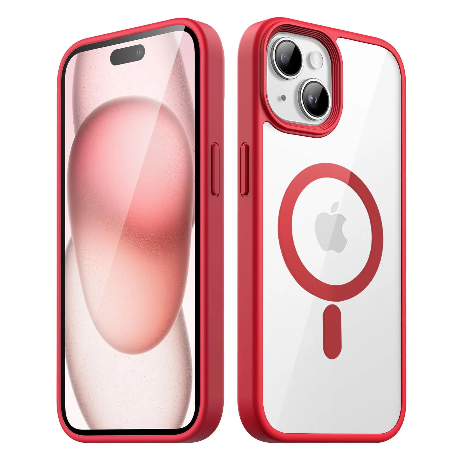 DL3 Mobilak Clear TPU Case for iPhone 13 / iPhone 14 6.1-Inch, Compatible with MagSafe accessories, Camera protection, Shock-absorbing protection - Red