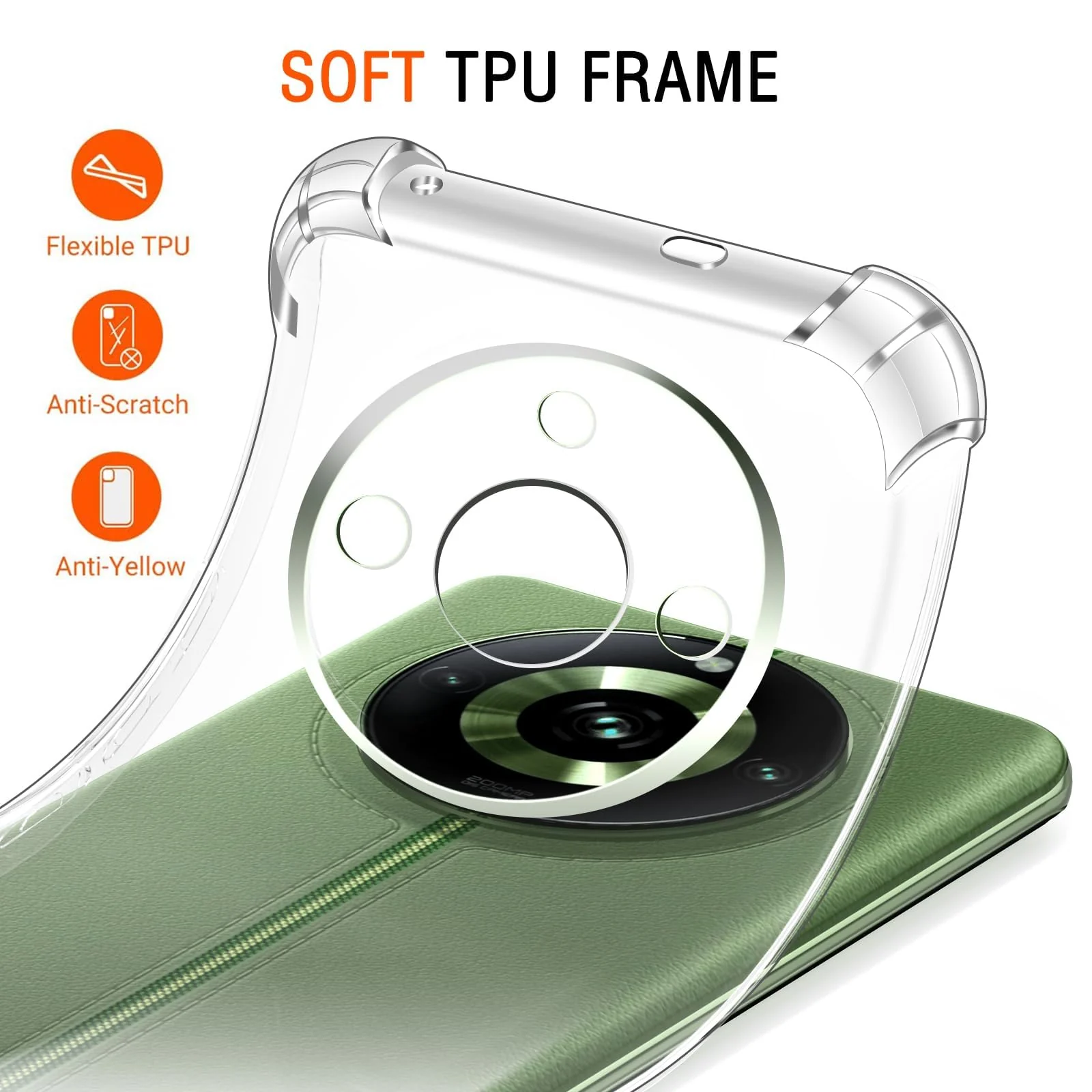DL3 Mobilak Clear TPU Case for realme 11 Pro Plus 5G / realme 11 Pro 5G, Camera protection, Shock-absorbing protection, Non-slip grip - Clear