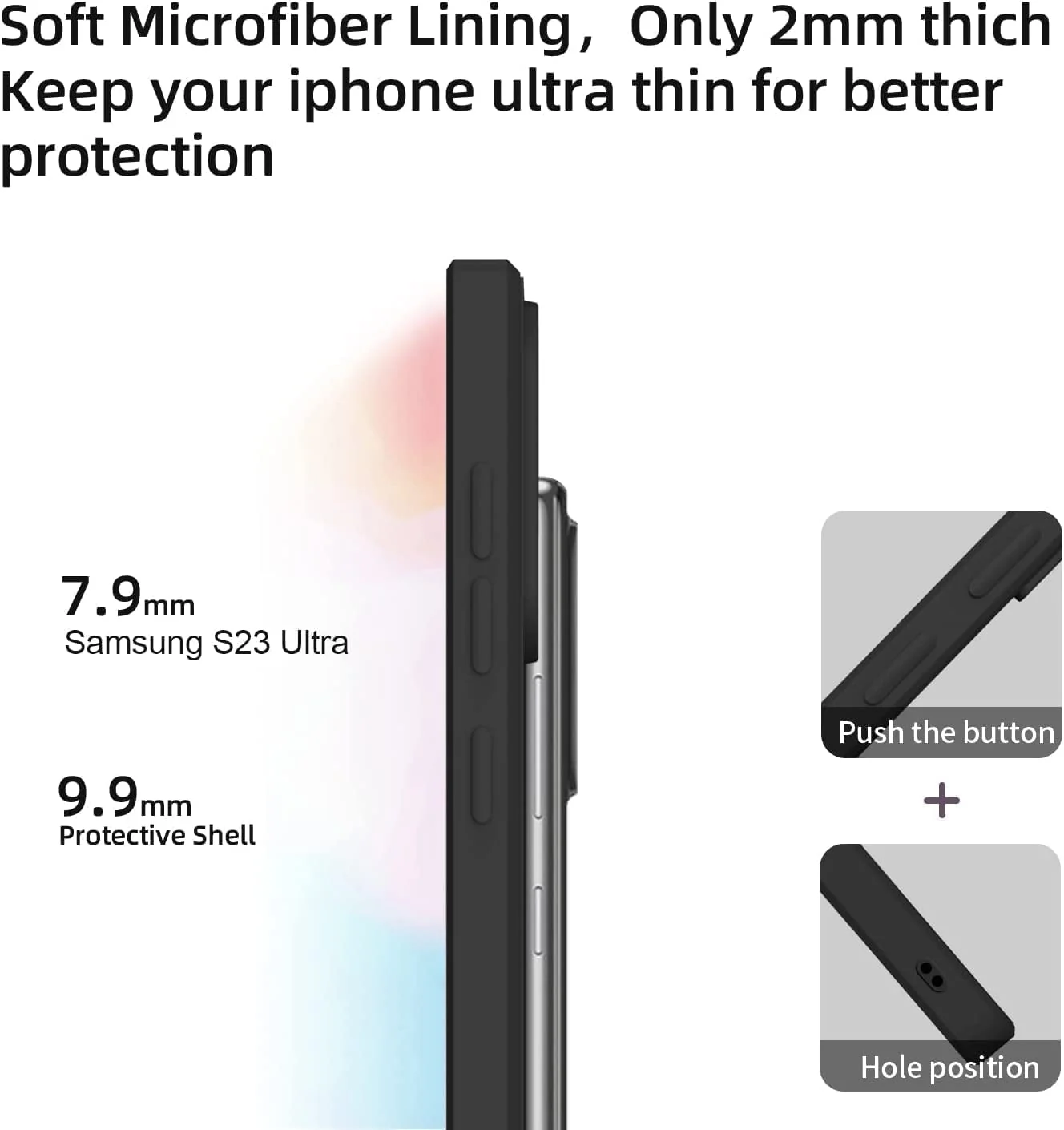 DL3 Mobilak Case Compatible with Samsung Galaxy S23 Ultra, Soft Silicone Bumper Case, Slim Fit Shockproof Protective Case - Black