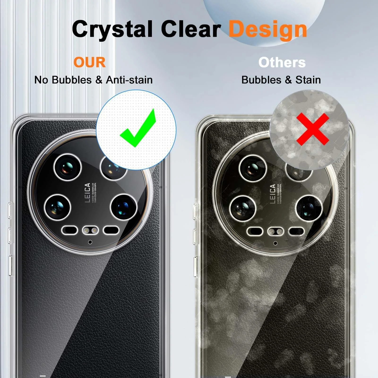 DL3 Mobilak Case Compatible with Xiaomi 14 Ultra Case Crystal Soft TPU Gel Case Flexible Silicone Anti-Scratch Camera Protection TPU Cover - Clear