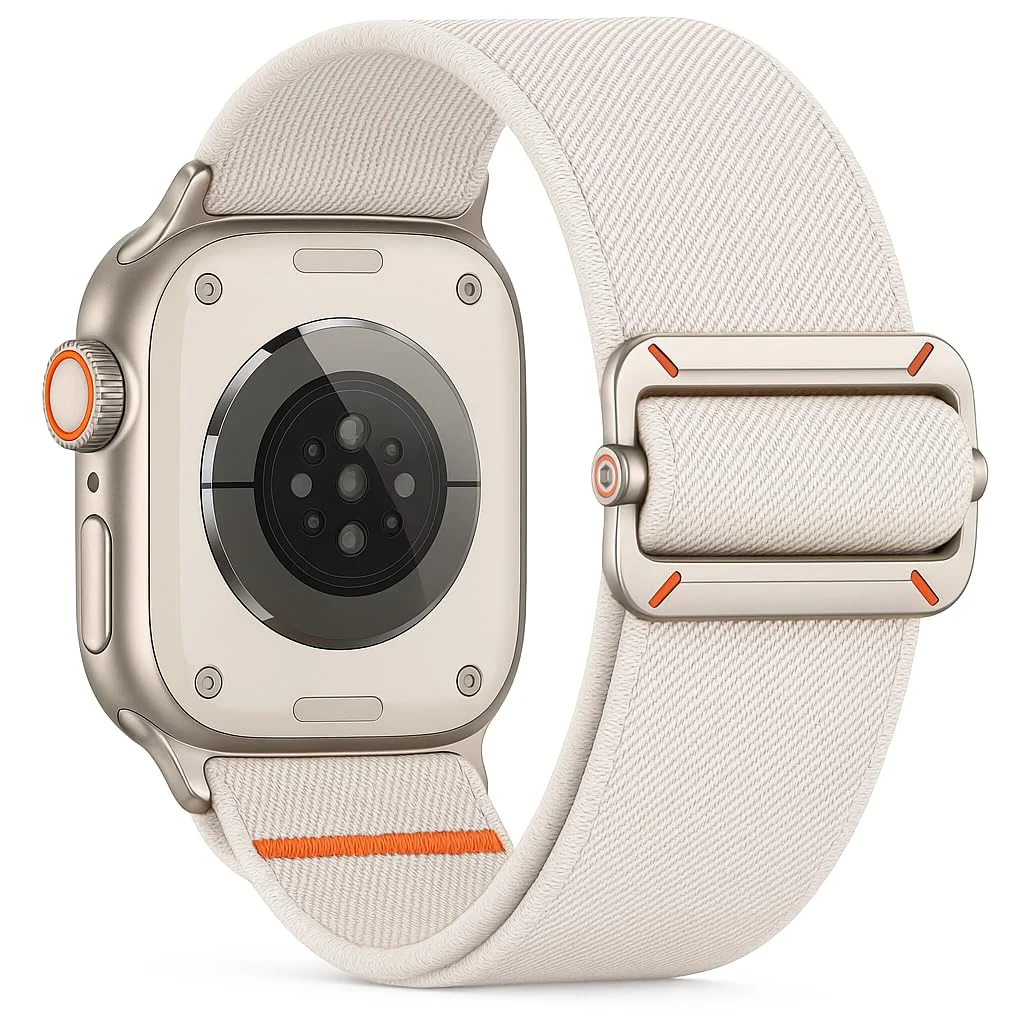DL3 Mobilak Strap Compatible with Apple Watch Ultra/Ultra 2 Strap 49mm 46mm 45mm 44mm 42mm, Nylon Sport Band for iWatch Ultra SE Series 10 9 8 7 6 5 4 3 2 1, Men - Off-white
