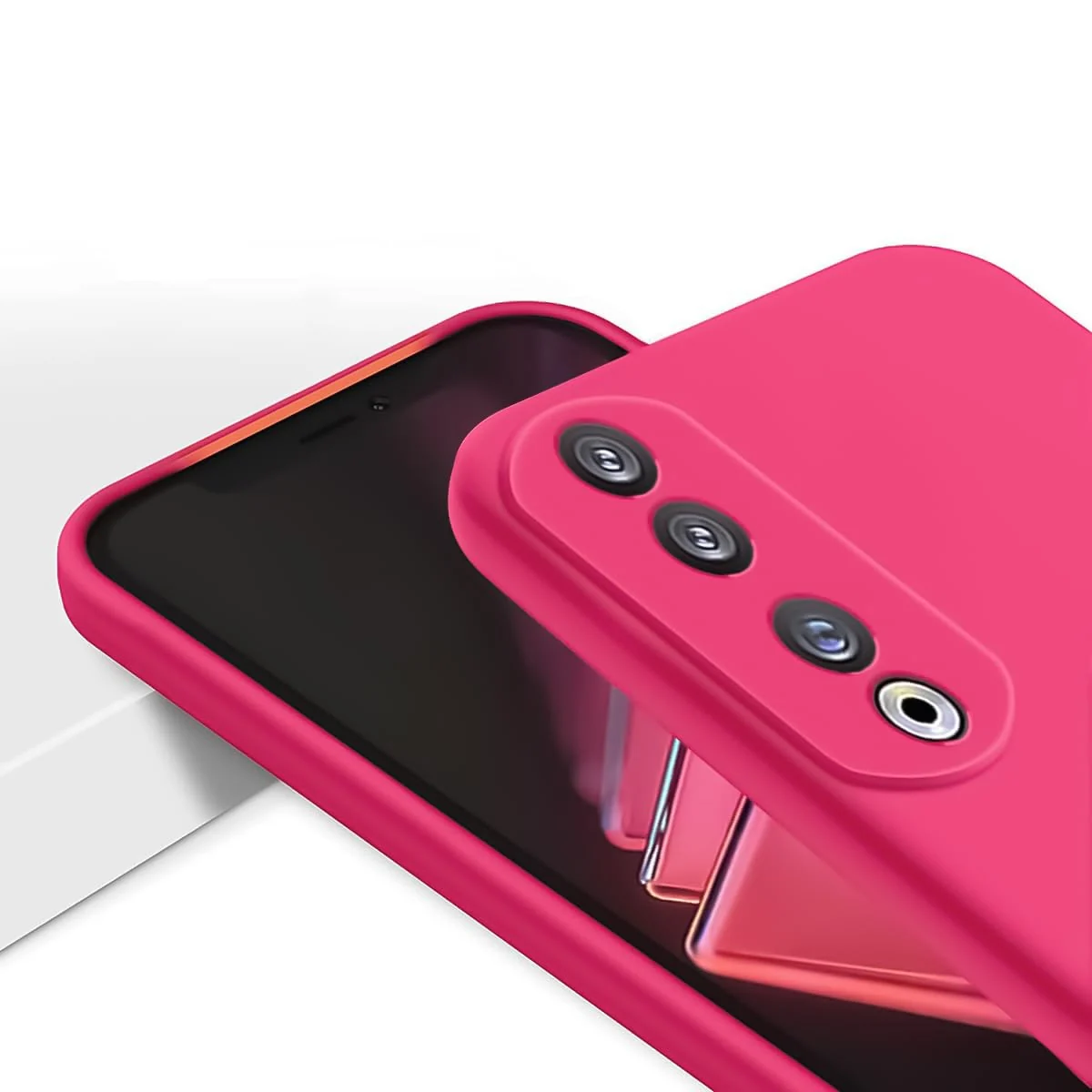 DL3 Mobilak Silicone Protective Case for Honor 90, Shock-absorbing protection, Scratch-resistant surface, Soft microfiber lining - Hot Pink
