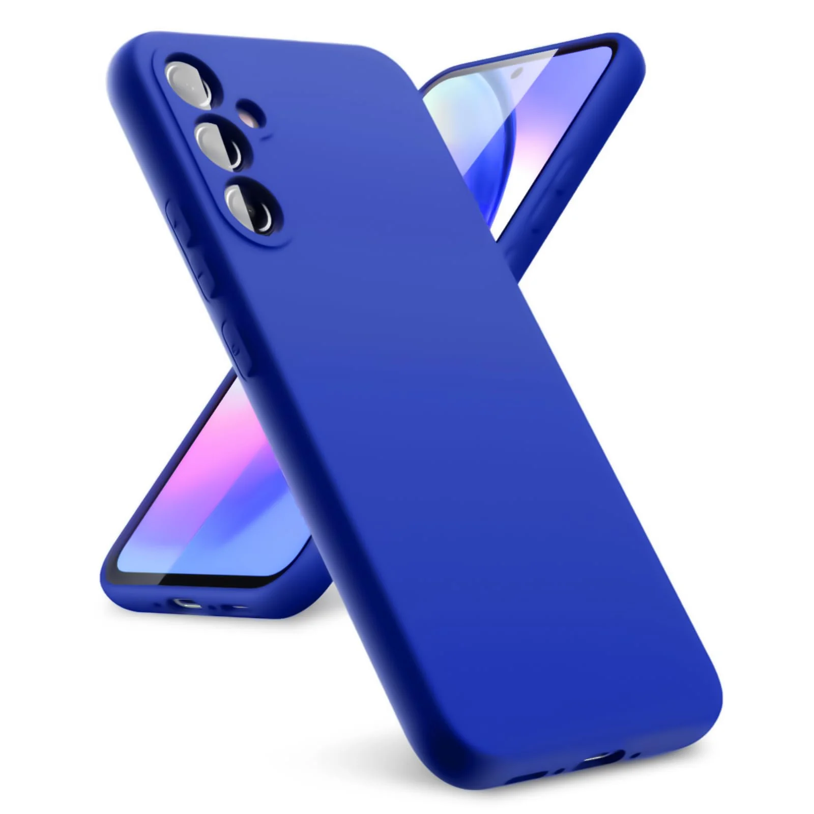 DL3 Mobilak Liquid Silicone Protective Case for Samsung Galaxy A55 with Microfiber Lining and Shockproof Design - Pepsi