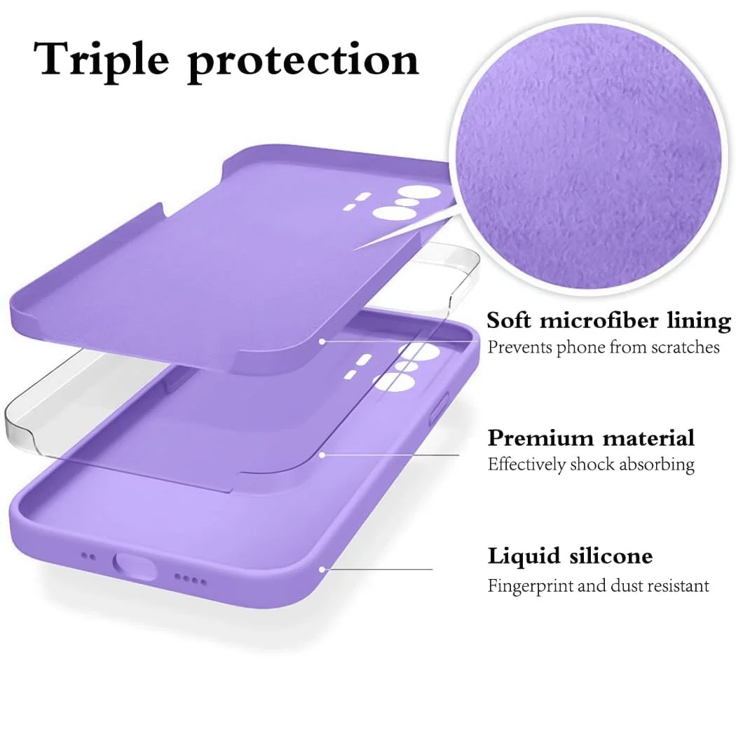 DL3 Mobilak Silicone Protective Case for Xiaomi 11T / Xiaomi 11 T Pro, Shock-absorbing protection, Scratch-resistant surface, Soft microfiber lining - Light Purple