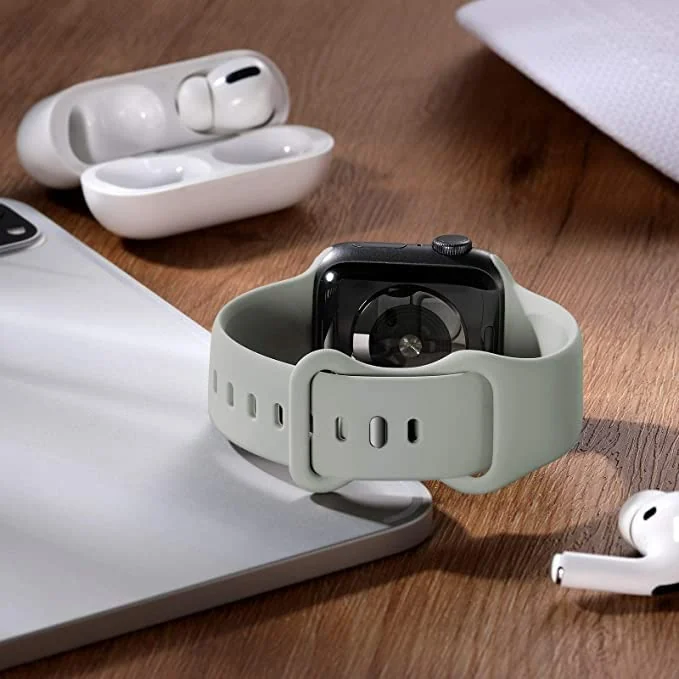 DL3 Mobilak Bands Compatible with Apple Watch Ultra 49mm 45mm 44mm 42mm 41mm 40mm 38mm, Replacement Soft Silicone Strap for iWatch Ultra/Ultra 2 Series 9/8/7/6/5/4/3/2/1 SE (42MM/44MM/45MM/49MM) - Grey