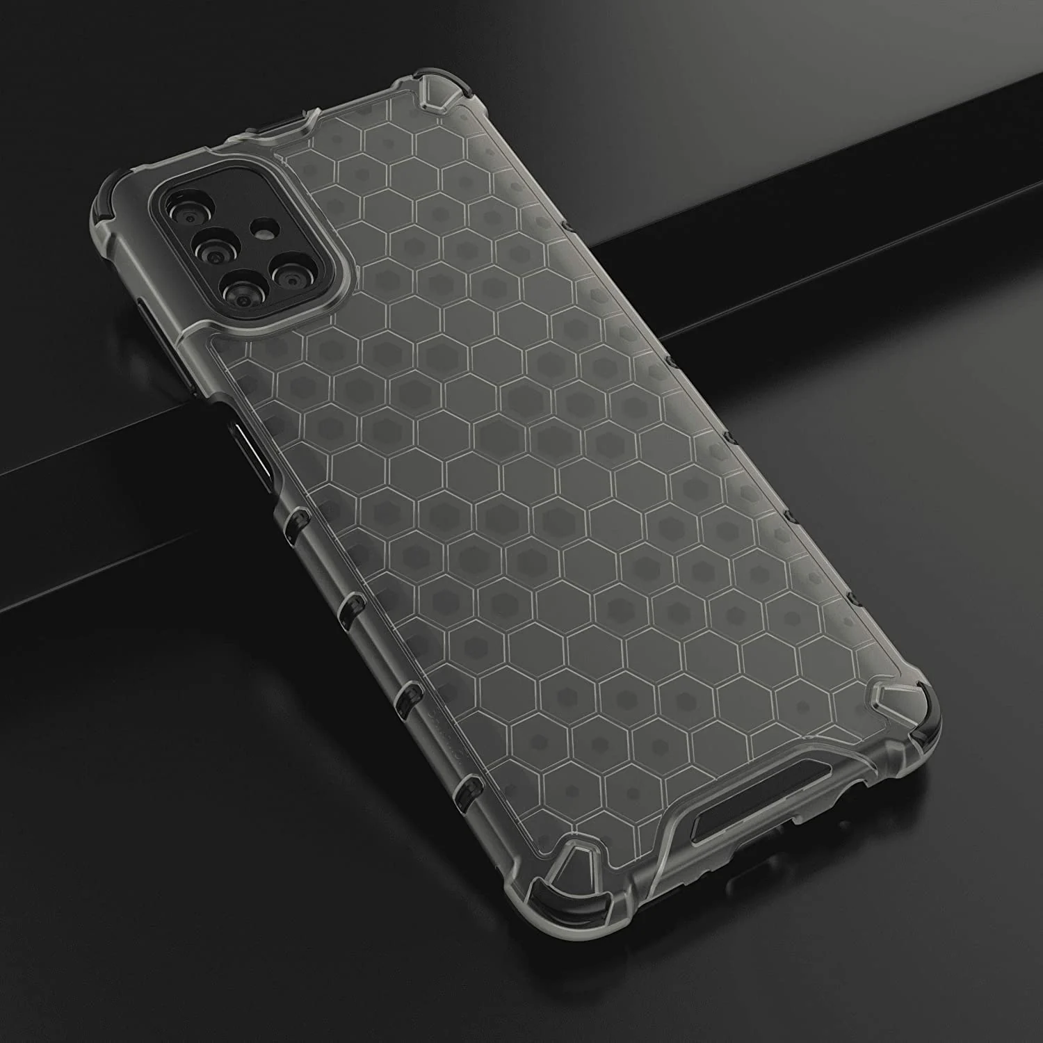 DL3 Mobilak Honeycomb Protective Case for Samsung Galaxy M51, Shock-absorbing protection, Transparent design, Slim, lightweight profile - Black