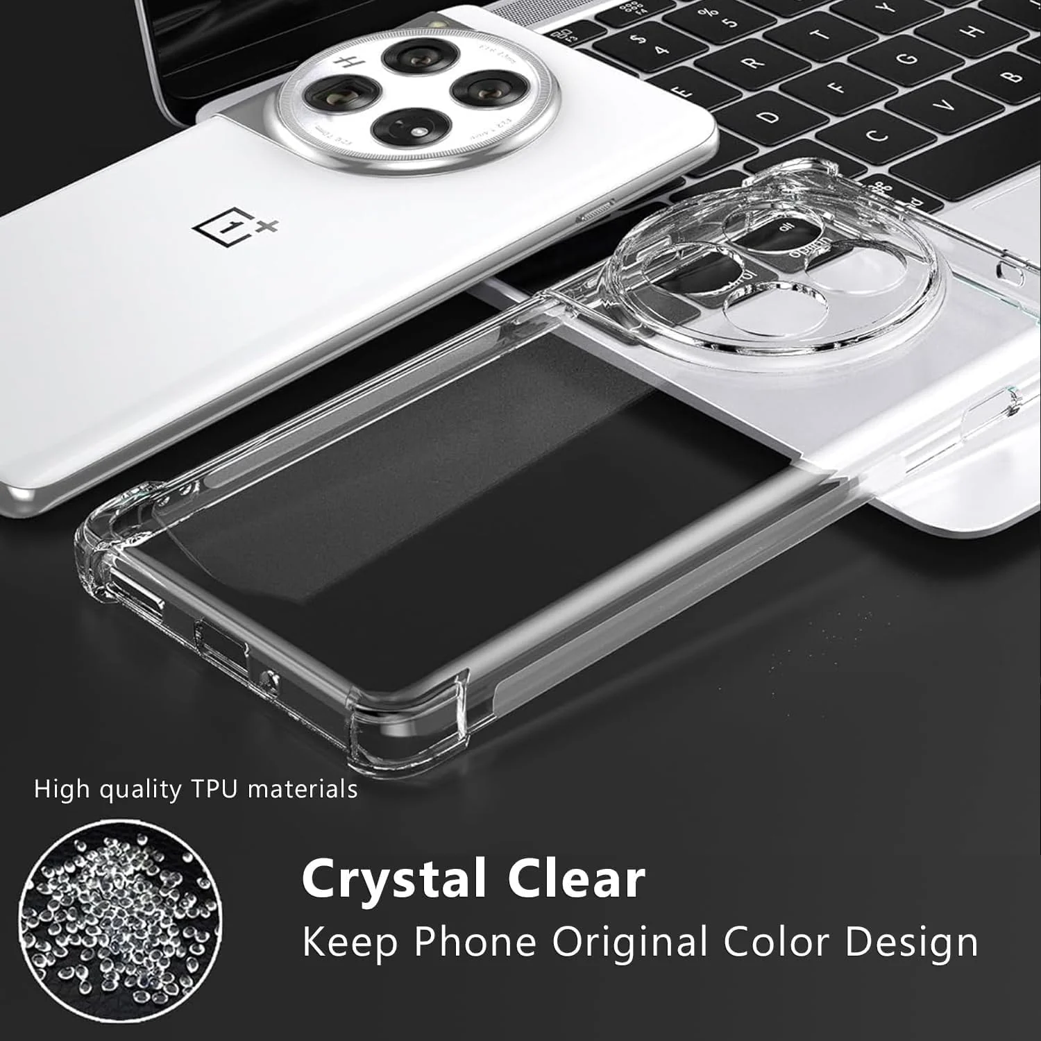 DL3 Mobilak Case Compatible with Oneplus 12 5G, Cover Silicone TPU Gorilla Anti-shock Protector Camera Shockproof Corners - Clear