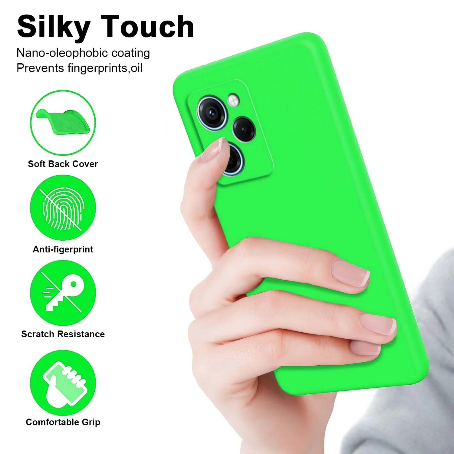 DL3 Mobilak Silicone Protective Case for POCO X5 Pro 5G, Shock-absorbing protection, Scratch-resistant surface, Soft microfiber lining - Neon Green