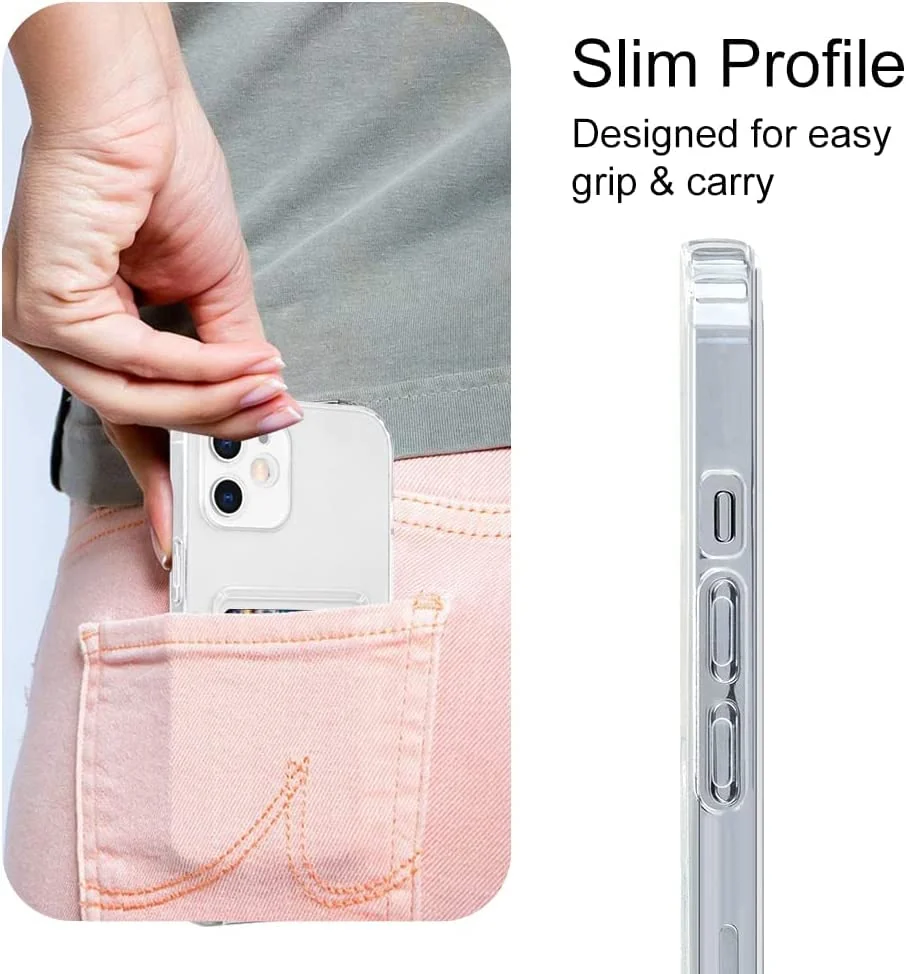 DL3 Mobilak Compatible with Apple iPhone 12 (6.1 inch) Wallet Case with Card Holder, Precision Cut-Outs and TPU Bumper for Shock Absorption, Anti-Scratch Smudge-Proof (Matte ) - Clear