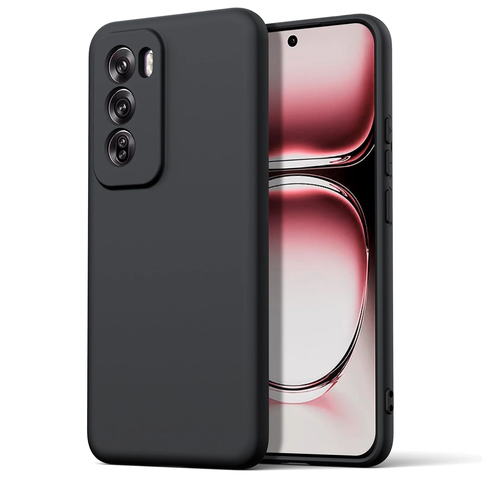 DL3 Mobilak Liquid Silicone Protective Case for OPPO Reno 12 5G with Camera Protection and Microfiber Lining - Black