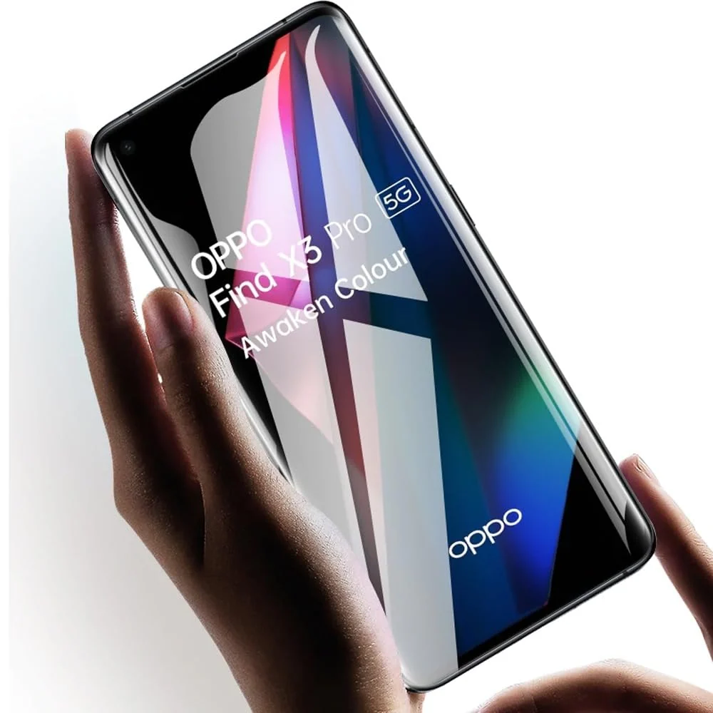 DL3 Mobilak OPPO Find X3 Pro Screen Protector [Liquid UV Tempered Glass] Full Screen adhesive [Sensitive Touch][Fingerprint Sensor Compatible] HD - Clear