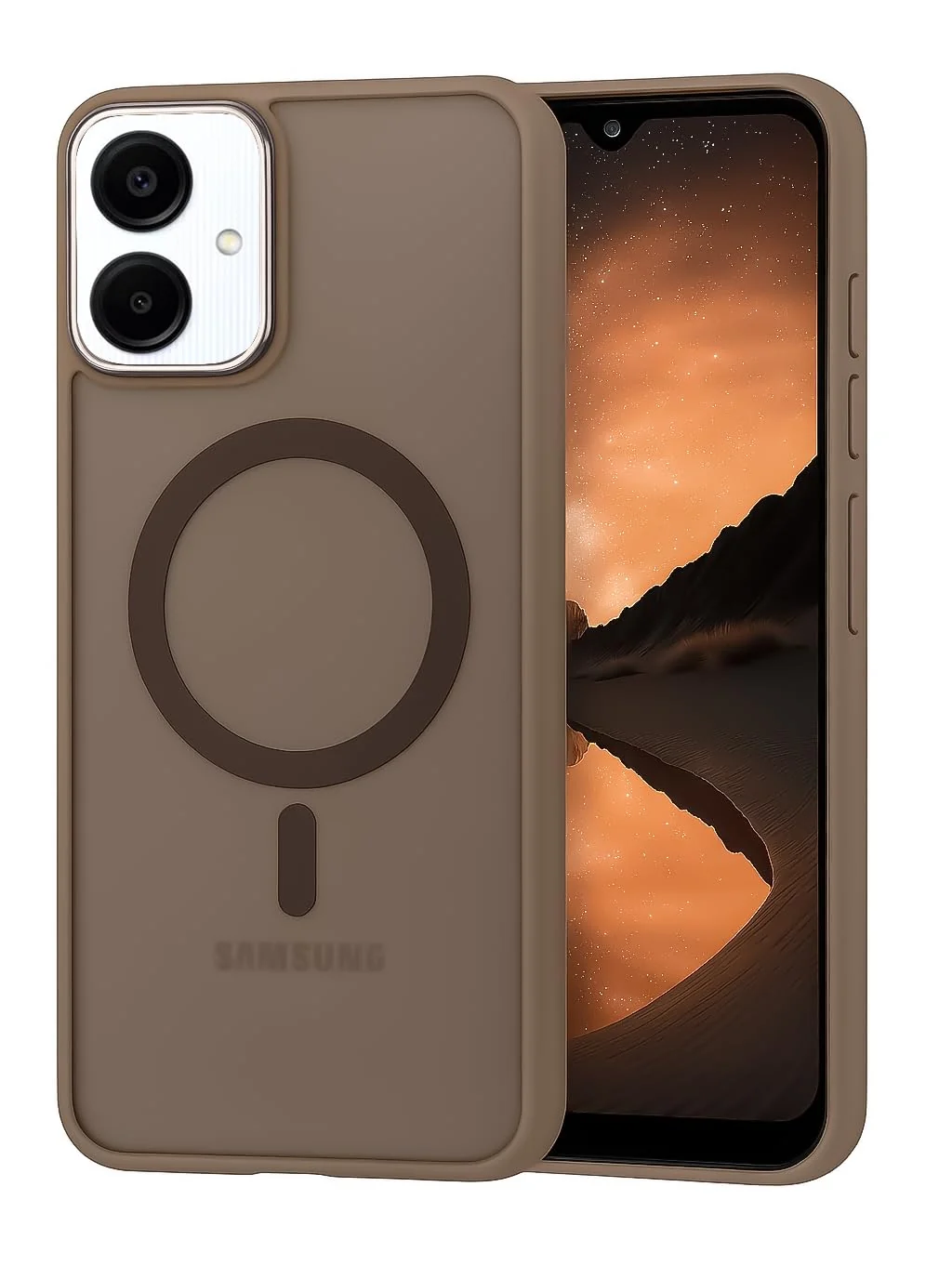 DL3 Mobilak Dl3 Mobailk Samsung Galaxy A06 Case - Slim & Lightweight Frosted Cover with Decorative Ring (Non-Magnetic, Not Compatible With MagSafe), Shockproof, Anti-Scratch, Full Protection - Brown