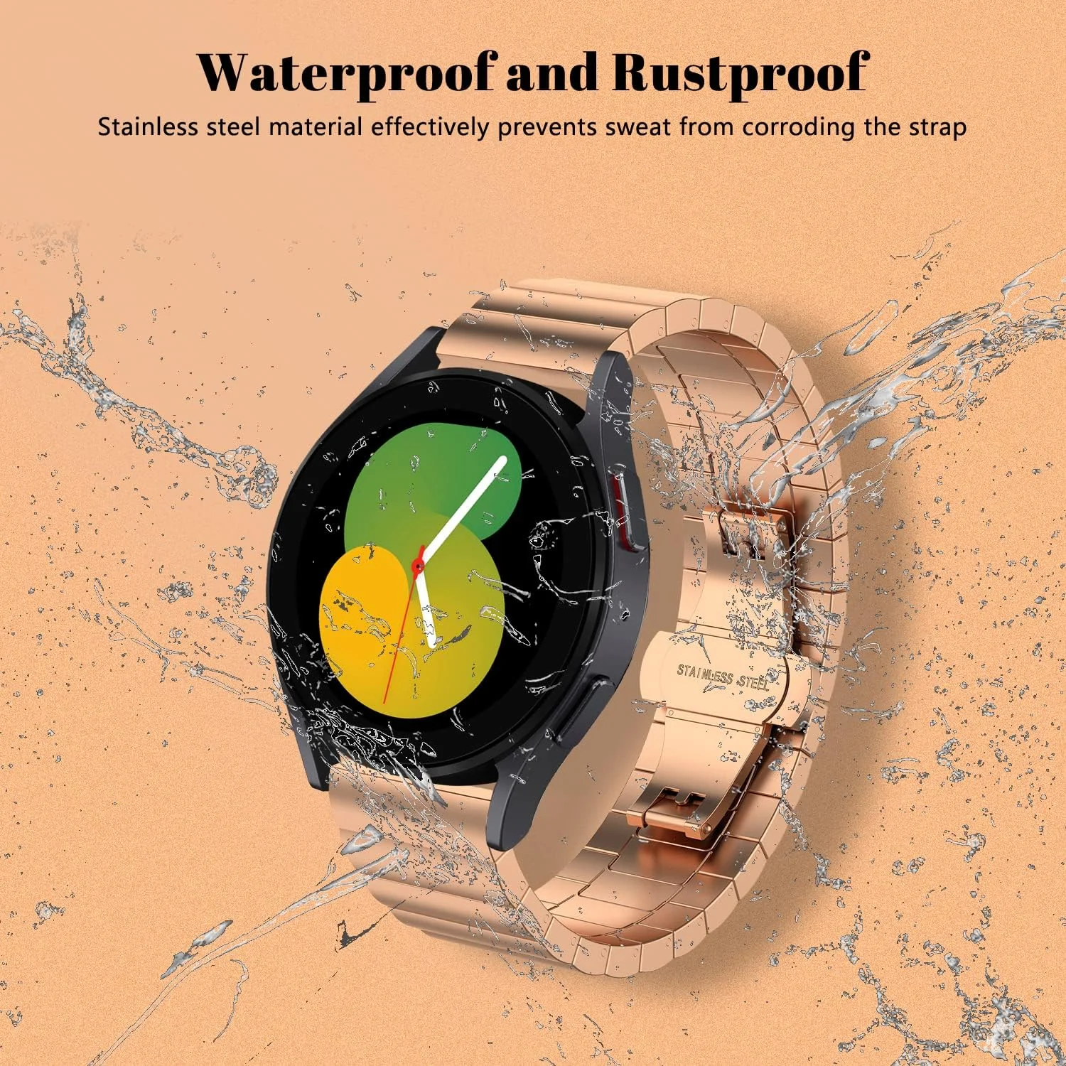 DL3 Mobilak Metal Bracelet Compatible with Xiaomi Redmi Watch 5 Active/Redmi Watch 5 Lite, 22mm Stainless Steel Replacement Band with Folding Clasp, Adjustable Replacement Bracelet Wristband - A. Rose Gold