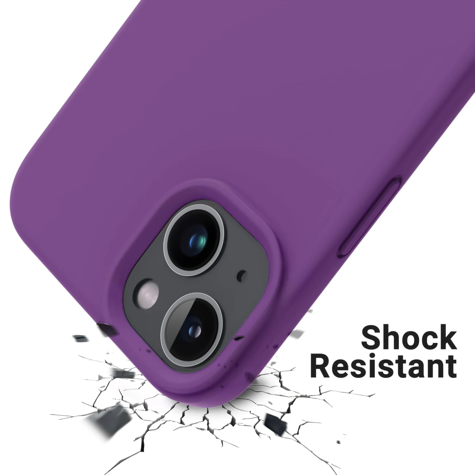 DL3 Mobilak Liquid Silicone Protective Case for iPhone 13 / iPhone 14 with Camera Protection and Microfiber Lining - Purple