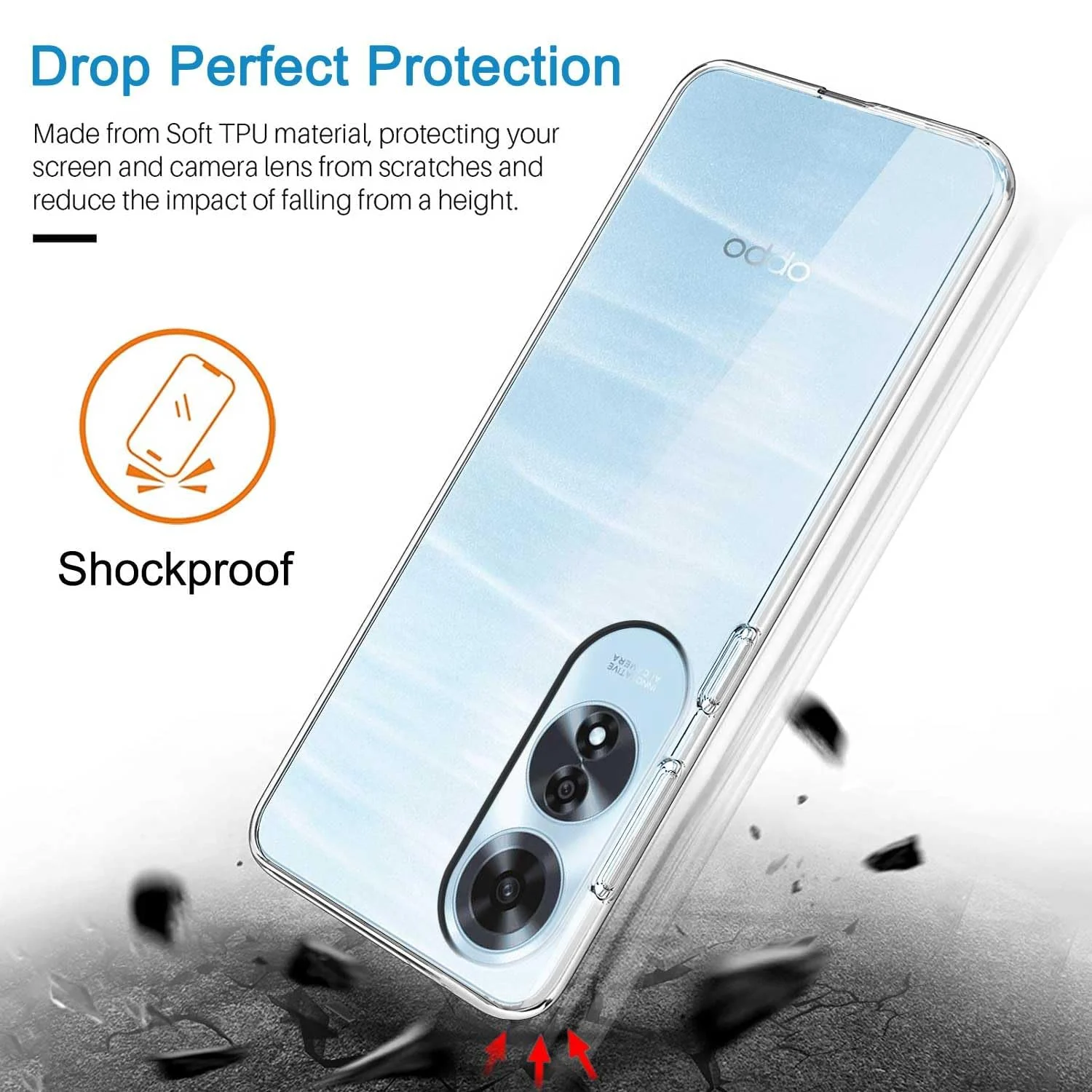 DL3 Mobilak Case Compatible with OPPO A60 4G Case Crystal Soft TPU Gel Case Flexible Silicone Anti-Scratch Camera Protection TPU Cover - Clear