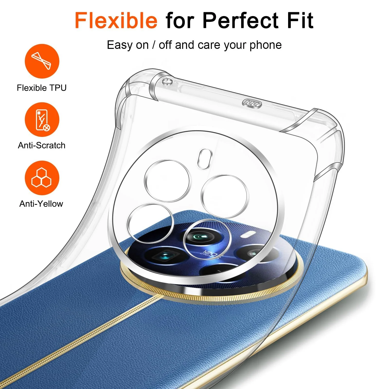 DL3 Mobilak Case Compatible with realme 12 Pro Plus/realme 12 Pro, Cover Silicone Transparent TPU Gorilla Anti-shock Protector Camera Shockproof Corners - Clear