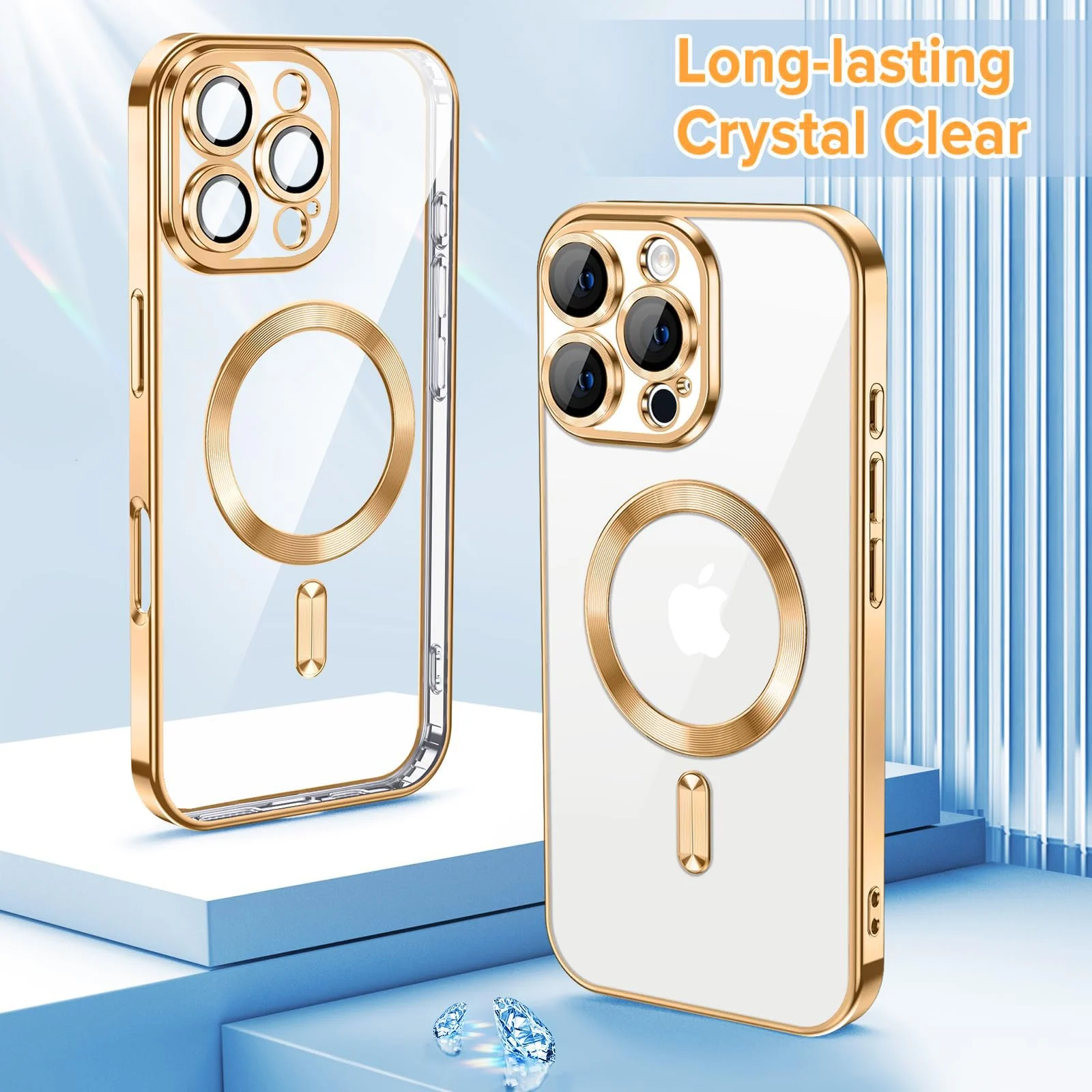 DL3 Mobilak Plated-Edge Protective Case for iPhone 16 Pro Max 6.9-Inch, Compatible with MagSafe accessories, Supports wireless charging, Shock-absorbing protection - Gold