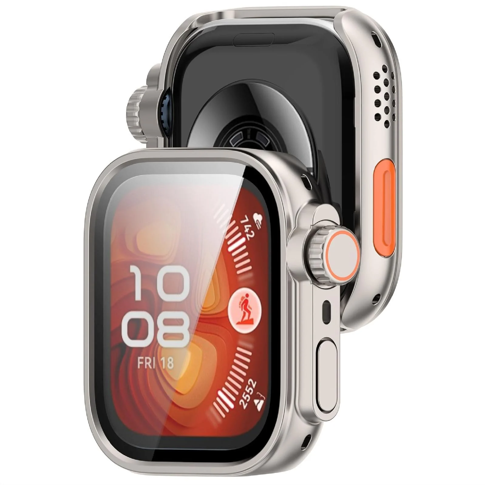 DL3 Mobilak for Huawei Watch Fit 4 Pro 2025 Case Screen Protector, [Looks Like iWatch Ultra Case] Built-in Tempered Glass Screen Unique Design Case Cover for Huawei Watch Fit4 Pro - Starlight