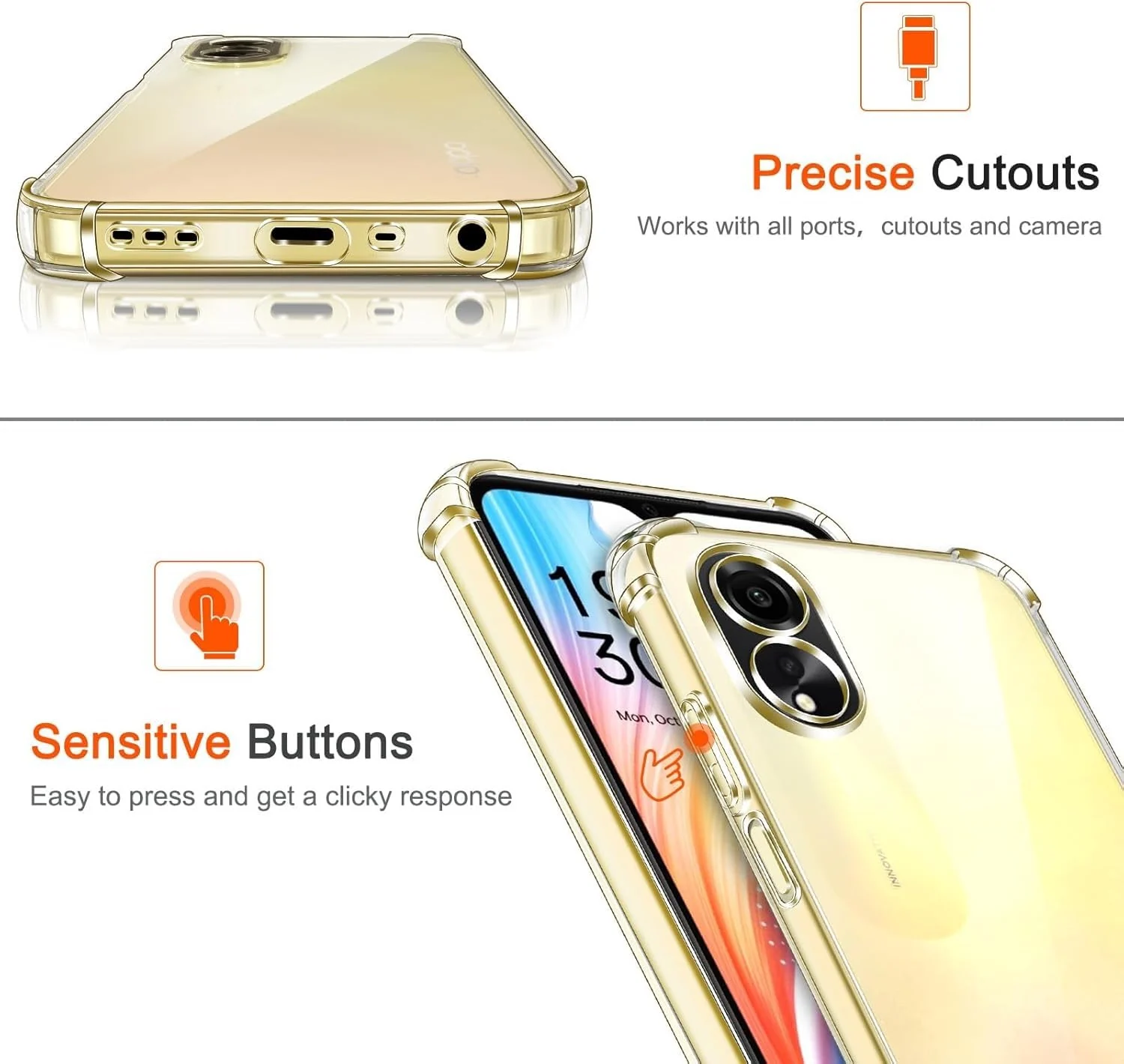 DL3 Mobilak Clear TPU Case for OPPO A38 4G / OPPO A18 4G, Camera protection, Shock-absorbing protection, Scratch-resistant surface - Clear