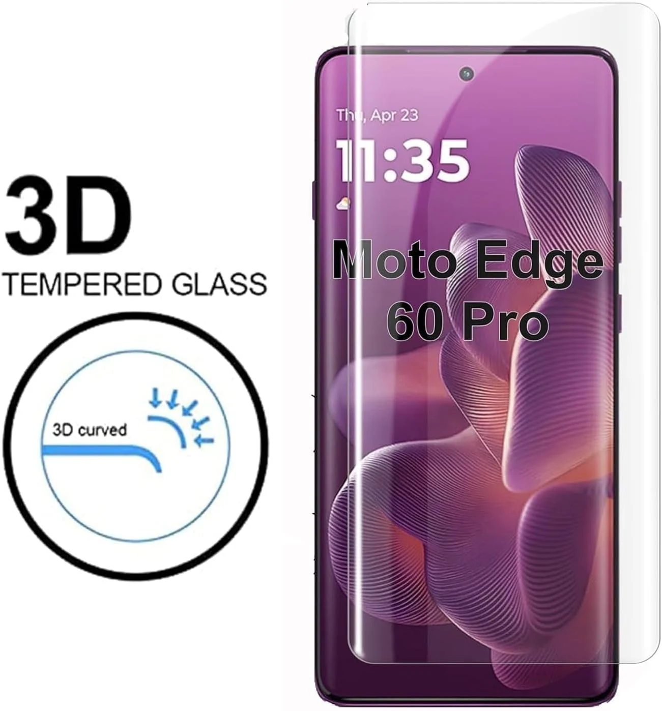 DL3 Mobilak Screen Protector Motorola Moto Edge 60/Edge 60 Pro [Liquid UV Tempered Glass] Full Screen adhesive [Sensitive Touch][Fingerprint Sensor Compatible] HD - Clear
