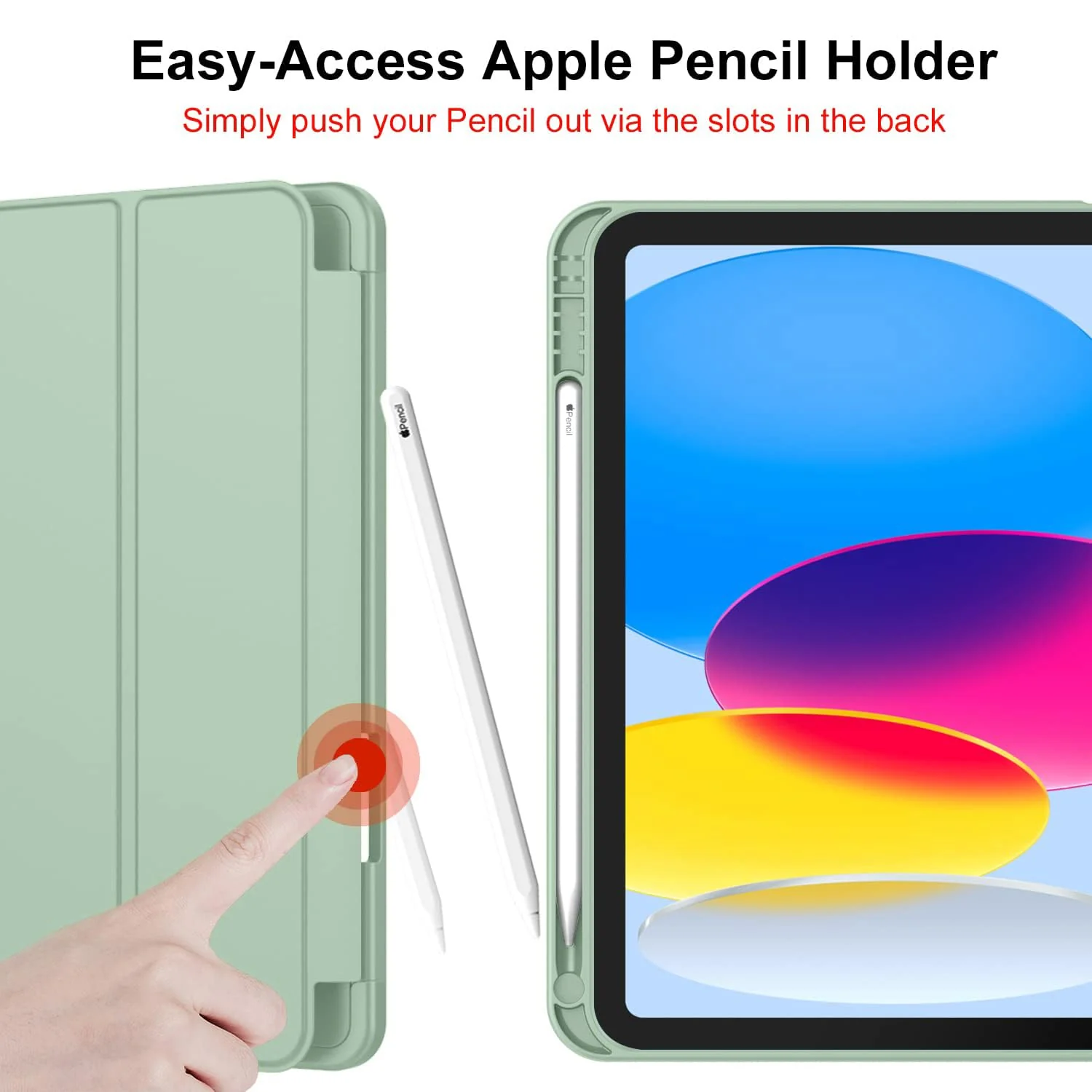 DL3 Mobilak iPad Air 11-Inch M2 (2024), iPad Air 5/4 (2022/2020 5th/4th 10.9-Inch) Case with Pencil Holder Full Body Protection + Charging Support Compatible with Apple Pencil (2nd - Mint Green