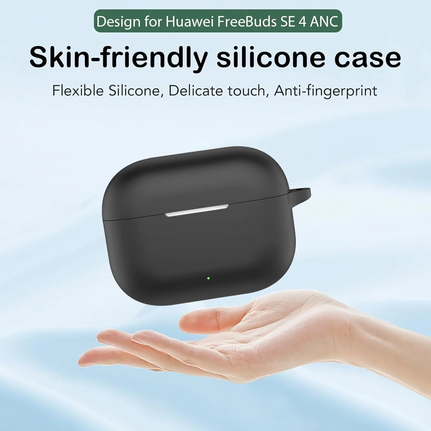 DL3 Mobilak Silicone Case Compatible with HUAWEI FreeBuds SE 4 ANC Earbuds, Soft Silicone Protective Case Cover, Shockproof Sleeve with Carabiner - Black