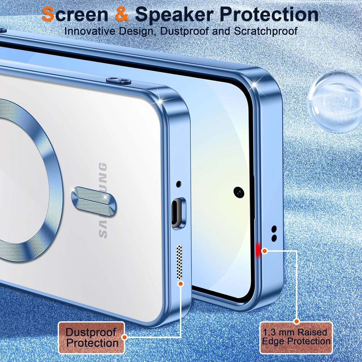 DL3 Mobilak Clear MagSafe-Compatible TPU Case and Camera Lens Protector for Samsung Galaxy A17, Samsung Galaxy A26 5G - Sierra Blue