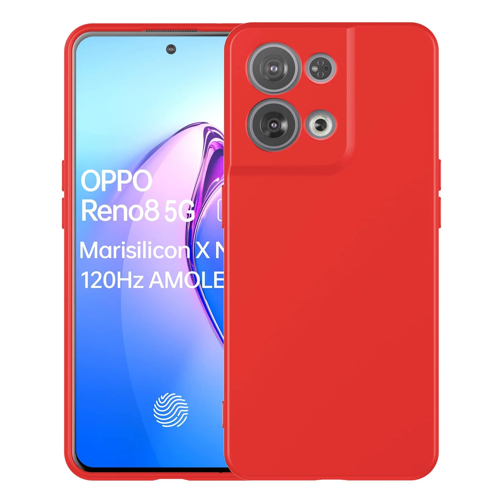 Dl3 Mobilak OPPO Reno 8 5G Case,Soft Flexible Silicone Gel Rubber Bumper Cover,Full Body Shockproof Protective Phone Case (Red)