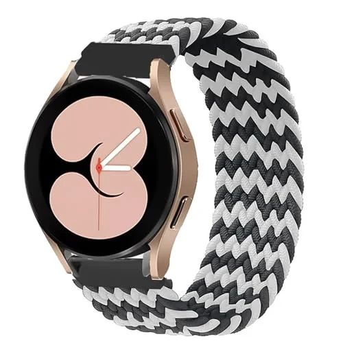 Medium — DL3 Mobilak Band 22MM Nylon Braided Solo Loop Strap For Samsung galaxy watch3 45mm/galaxy 46mm/Gear S3/Huawei watch GT3 46MM/GT2E/GT2 Pro/GT GT2 46MM/Amazfit GTR 2/2e/3/4 (Medium) - White Black
