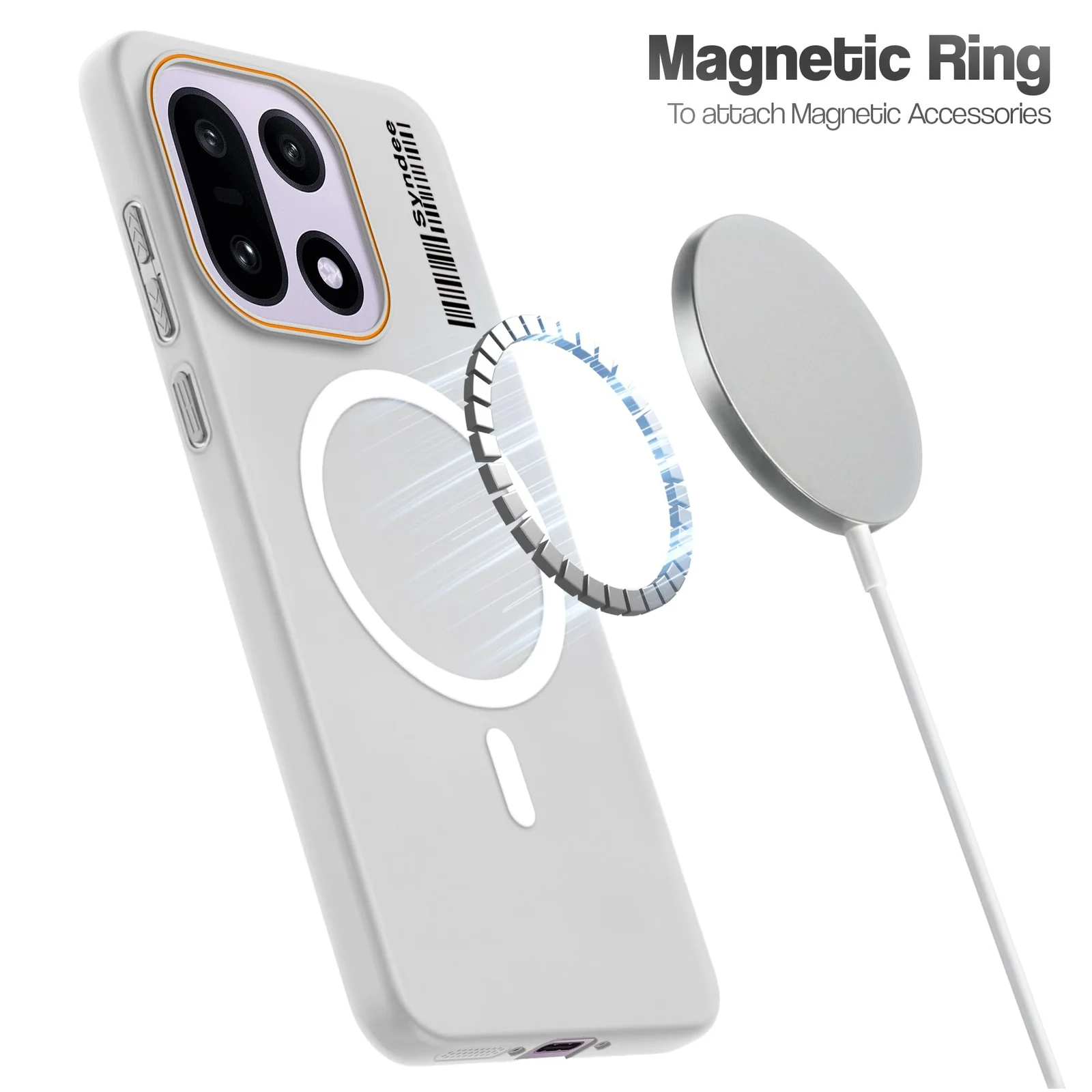DL3 Mobilak Translucent Matte Case for OnePlus 15 5G, Compatible with MagSafe accessories, Shock-absorbing protection, Integrated ring holder - Clear