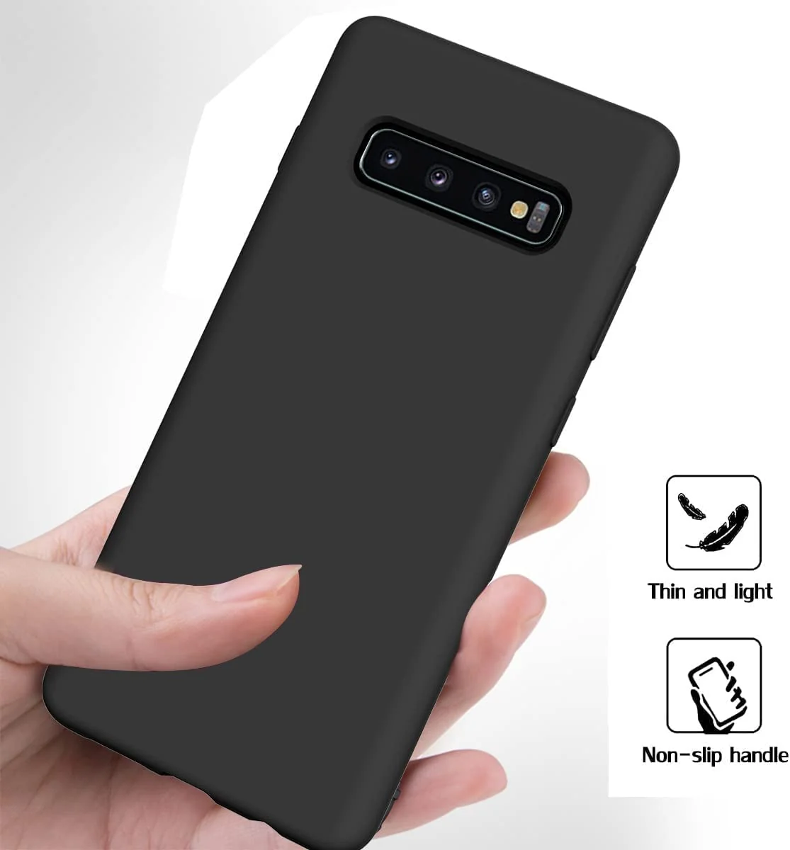 DL3 Mobilak Samsung Galaxy S10 Plus Case, Soft Flexible Silicone Gel Rubber Bumper Cover, Slim Fit Full Body Shockproof Protective Phone Case for Samsung Galaxy S10 Plus - Black