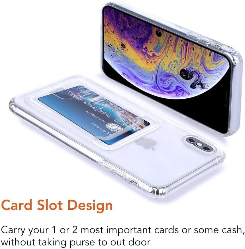 DL3 Mobilak Compatible with iPhone Xs Max Wallet Case with Card Holder, Non-Yellowing Phone Case, Precision Cut-Outs and TPU Bumper for Shock Absorption, Anti-Scratch Smudge-Proof (Matte ) - Clear