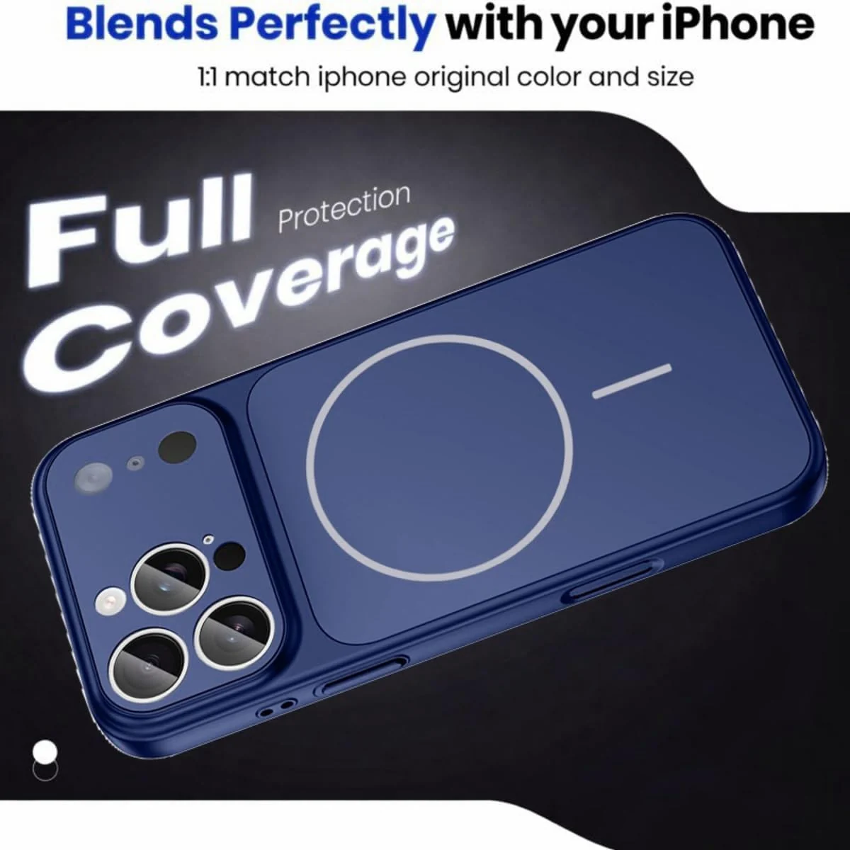 DL3 Mobilak MagSafe-Compatible Magnetic Case for iPhone 15 Pro with Camera Protection and Shockproof Design - Blue