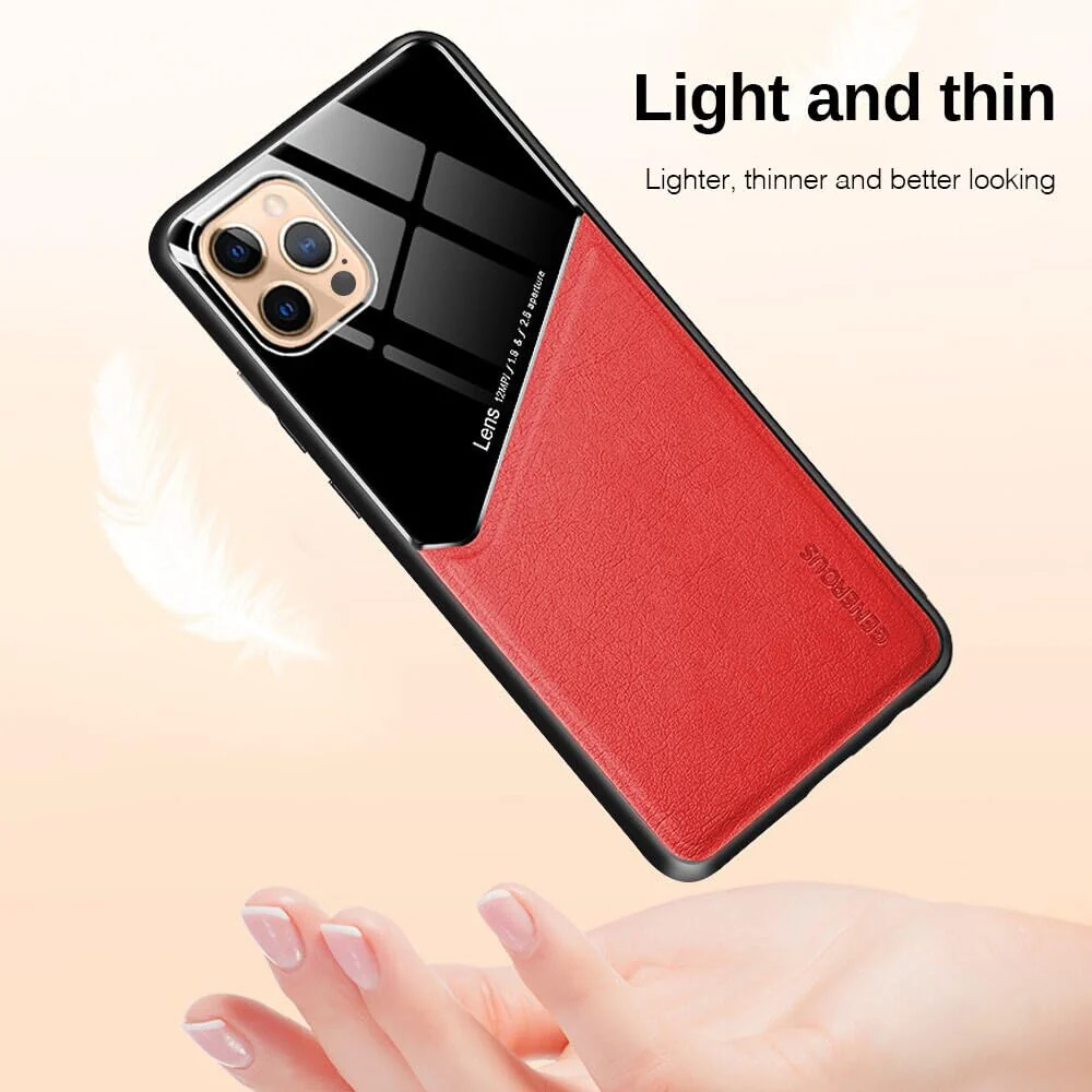 DL3 Mobilak Leather and PC Protective Case for realme 8 4G / realme 8 Pro, Built-in magnetic car-mount support, Shock-absorbing protection, Raised edges around the screen and camera - Red