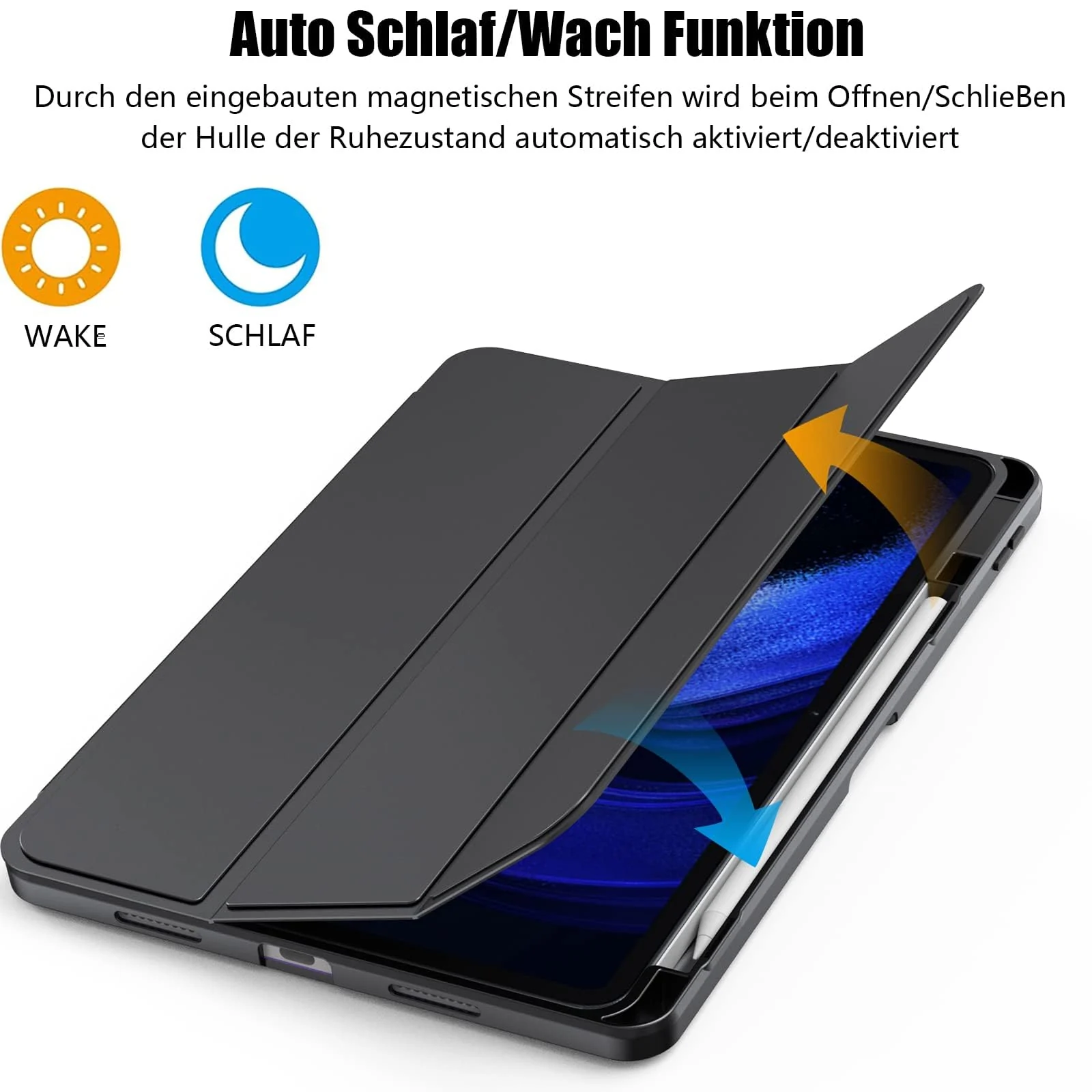 DL3 Mobilak Samsung Galaxy Tab A9 Cover Case 8.7 inch Tablet Cover [SM-X110/X115/X117] Case with Pen Holder, Soft TPU Back Trifold Stand Protective Smart Cover Flip, Auto Wake&Sleep - Black