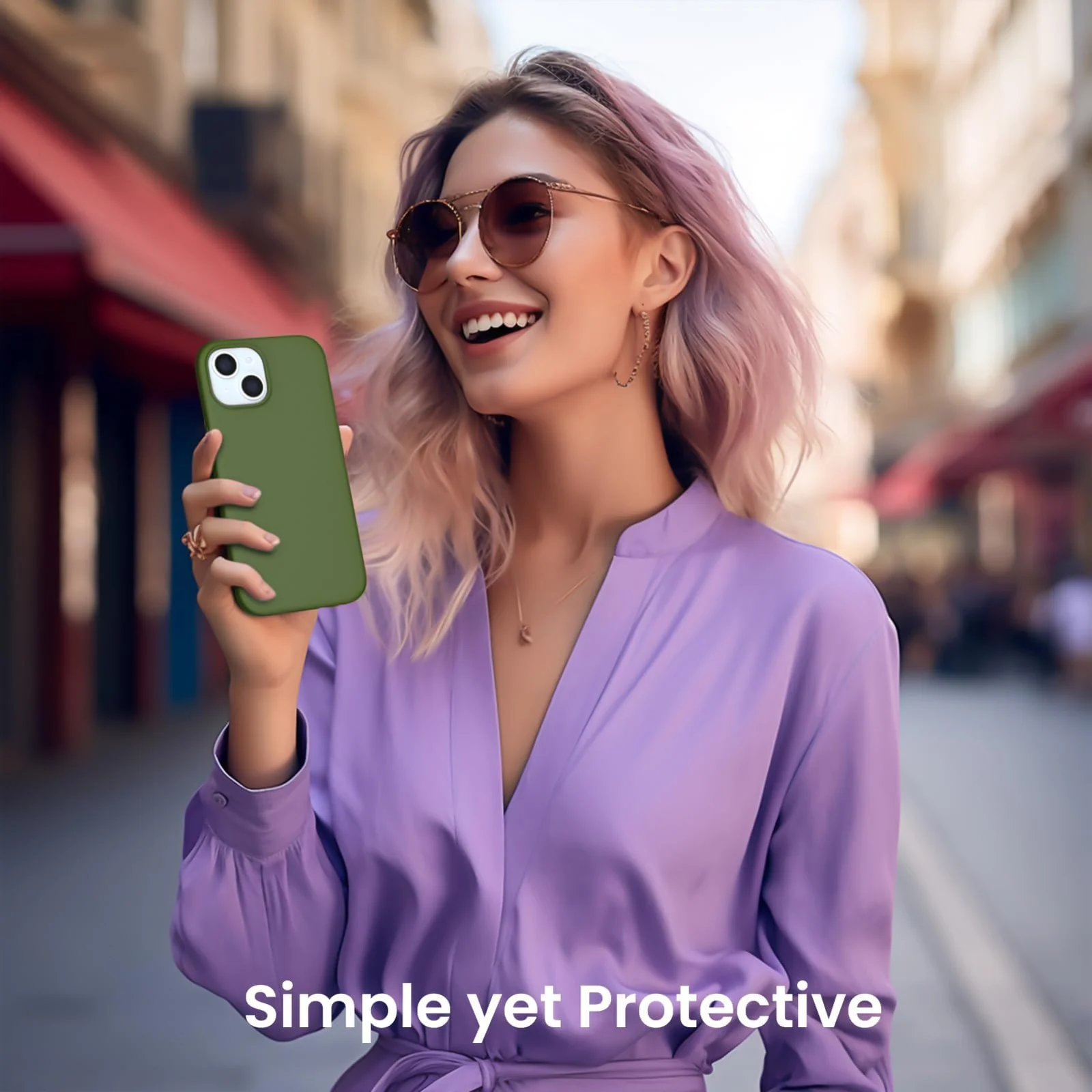 DL3 Mobilak Liquid Silicone Case for iPhone 15, Supports wireless charging, Shock-absorbing protection, Anti-fingerprint finish - Cedar Green