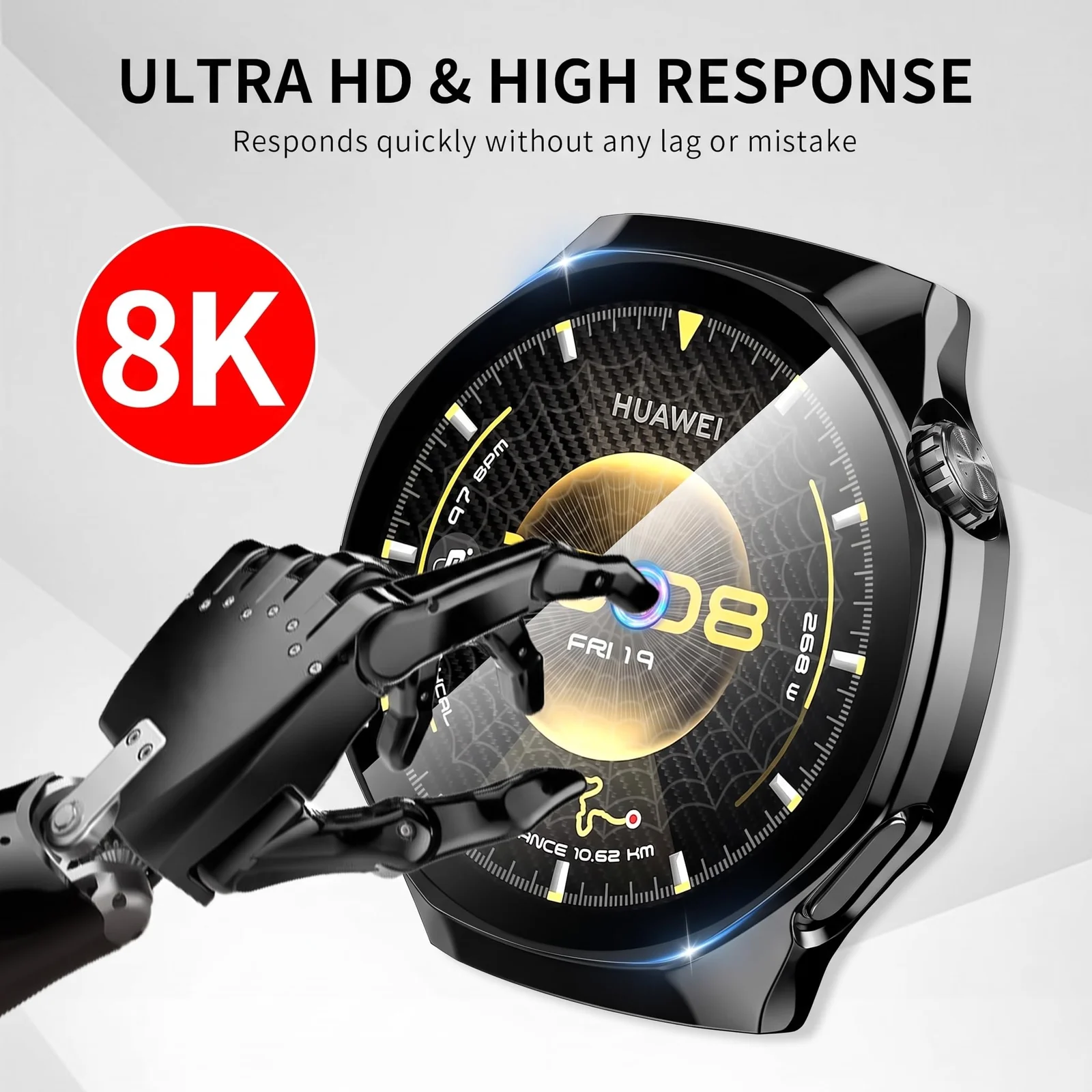 DL3 MOBILAK Full-Coverage Watch Case with Tempered Glass for Huawei Watch GT 6 Pro 46 mm, Black