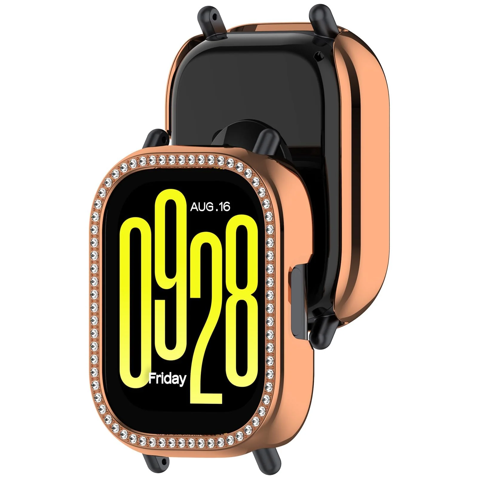 DL3 Mobilak Crystal-Decorated Watch Cover for Xiaomi Redmi Watch 5 Active, Scratch-resistant surface, Decorative glitter finish - Rose Gold