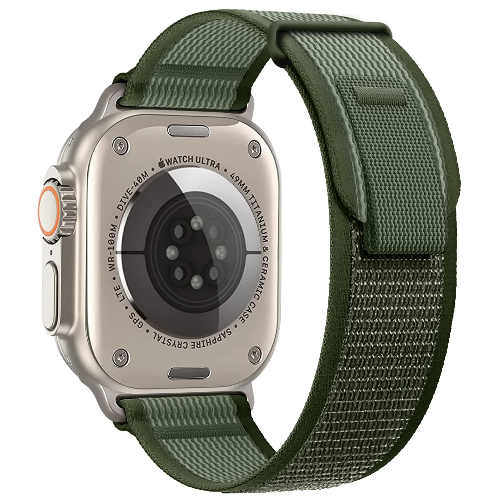 DL3 Mobilak Trail/Alpine Loop Nylon Band Compatible with Apple Watch Ultra 2/Ultra Band 49mm 45mm 44mm 42mm, Adjustable with Metal C-Hook Strap for iWatch Ultra Series 9/8/7/6/5/4/3/2/1/SE2/SE - Olive Green
