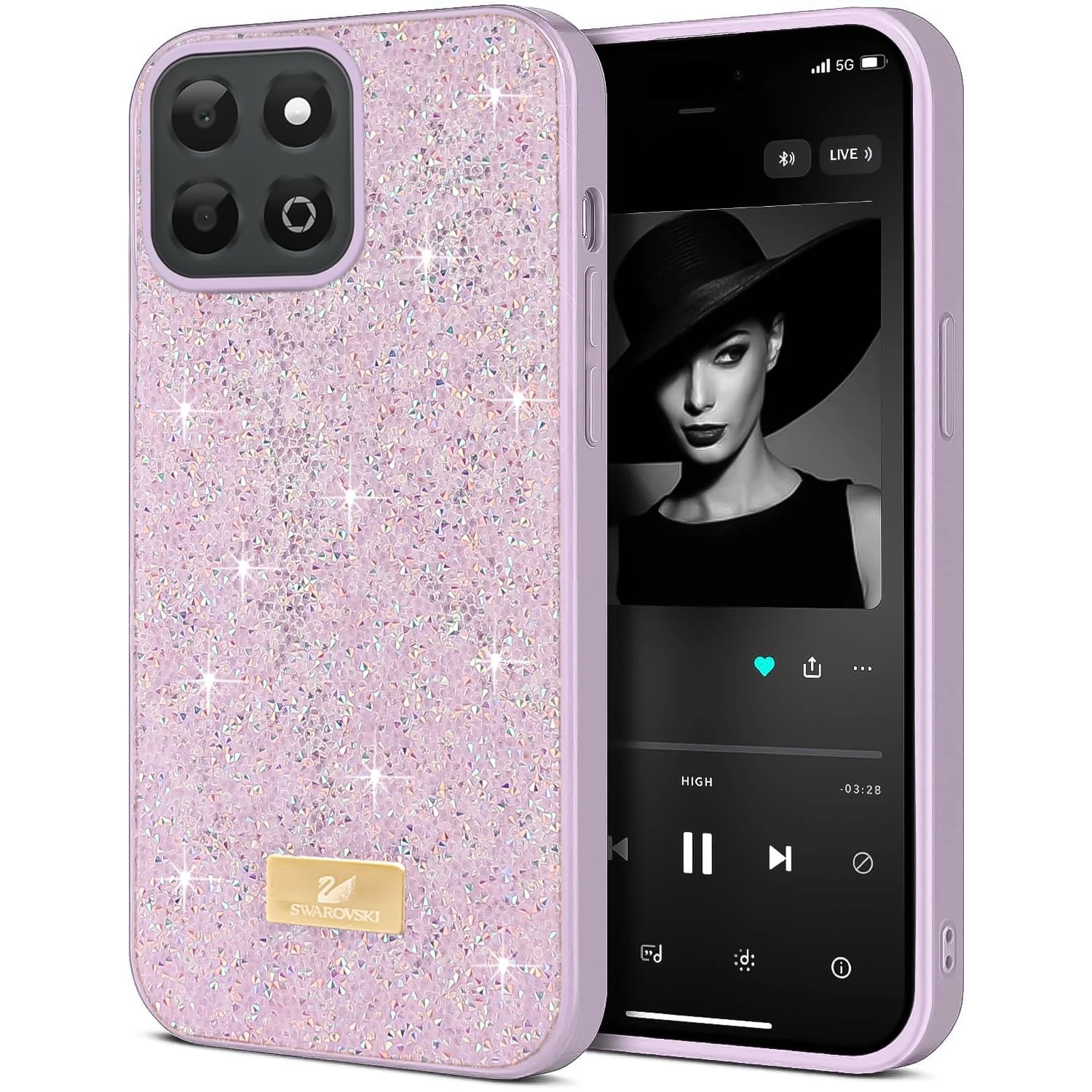 DL3 Mobilak Glitter Rhinestone Protective Case for Honor X7C with Shockproof Design