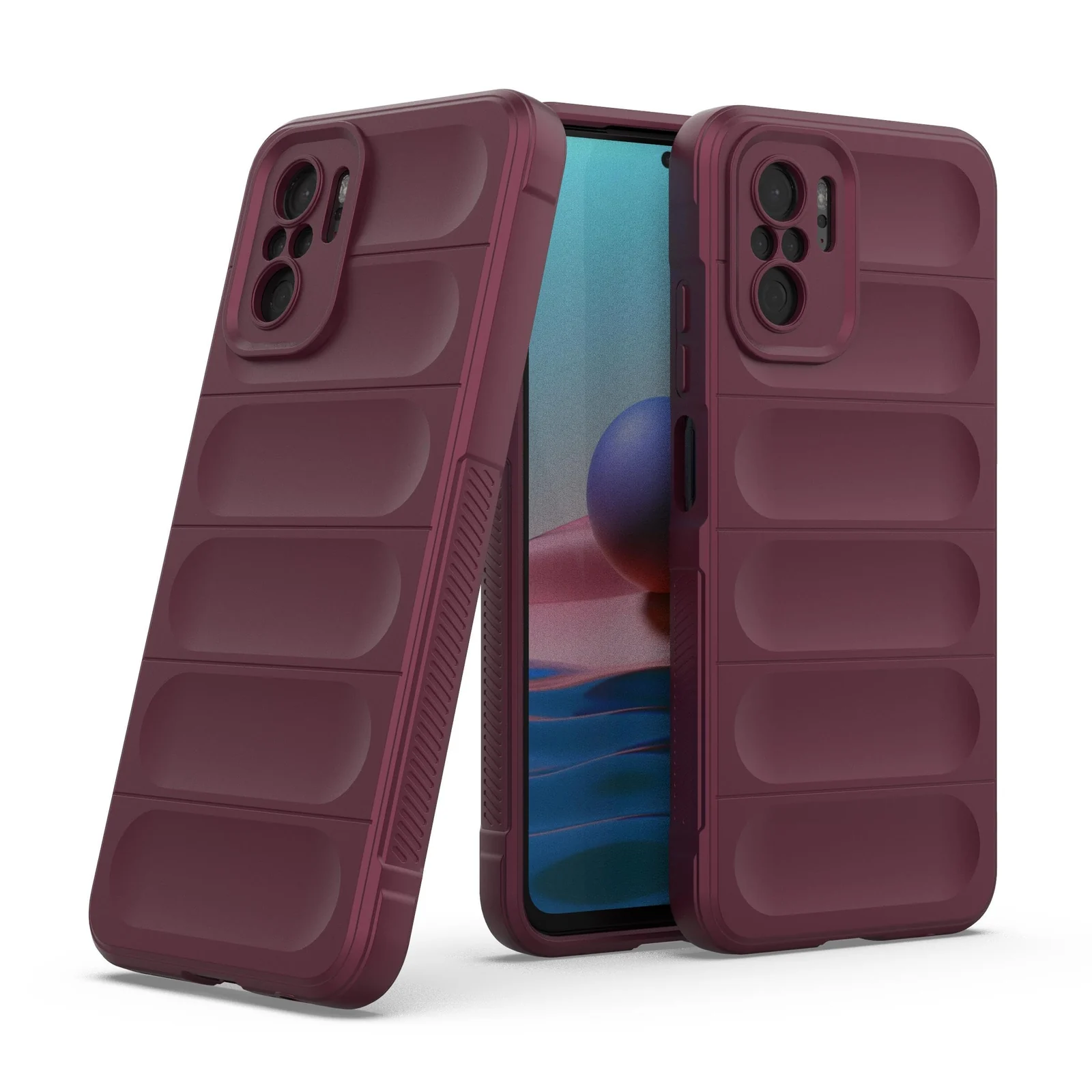 DL3 Mobilak Flexible Silicone and TPU Protective Case with Camera Protection for Xiaomi Redmi Note 10 4G / Note 10S - Wine Red