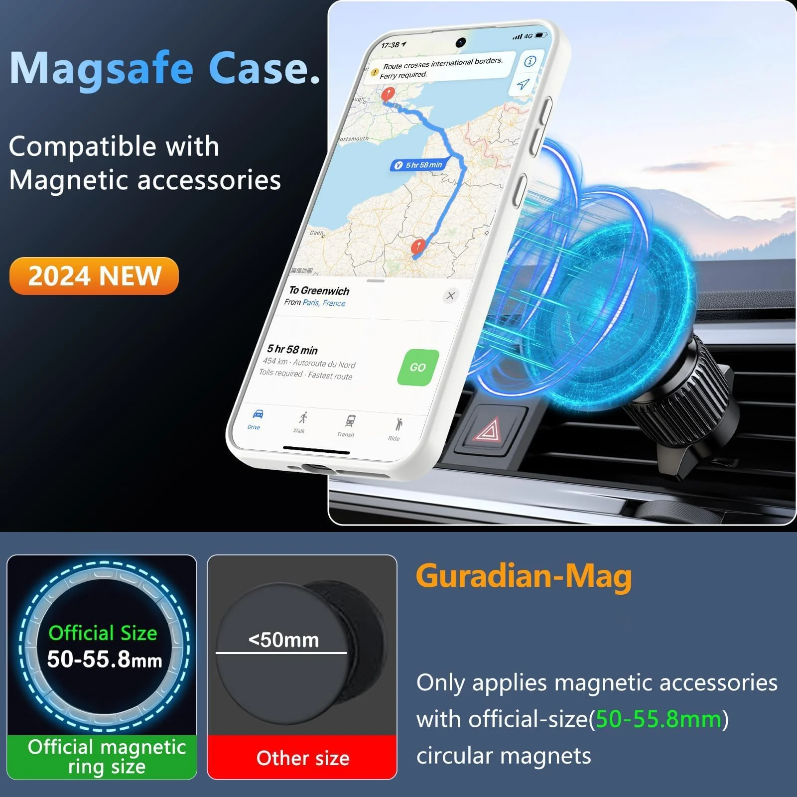 DL3 Mobilak Clear MagSafe-Compatible Magnetic Case for Samsung Galaxy A25 5G with Camera Protection and Magnetic Car-Mount Support - White