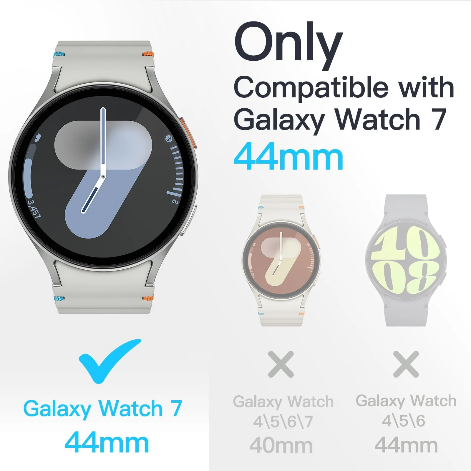 DL3 Mobilak Case with Screen Protector for Samsung Galaxy Watch 7 44mm, Bumper Full Coverage Hard PC Overall Protective Cover, Built-in Tempered Glass Film High Sensitivity - Clear